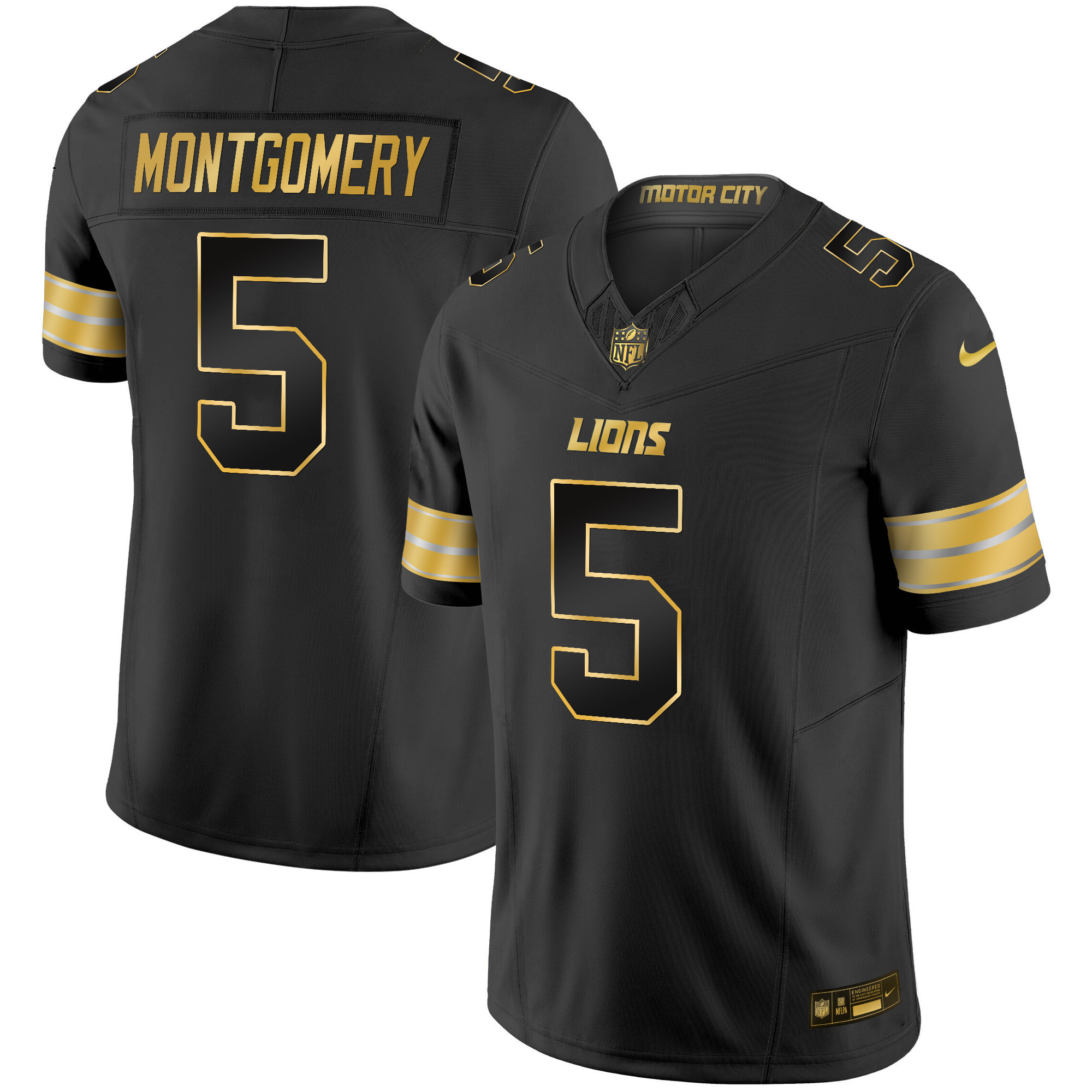 David Montgomery Men's Detroit Lions 2024 Gold Vapor Limited Black Gold Jersey - All Stitched