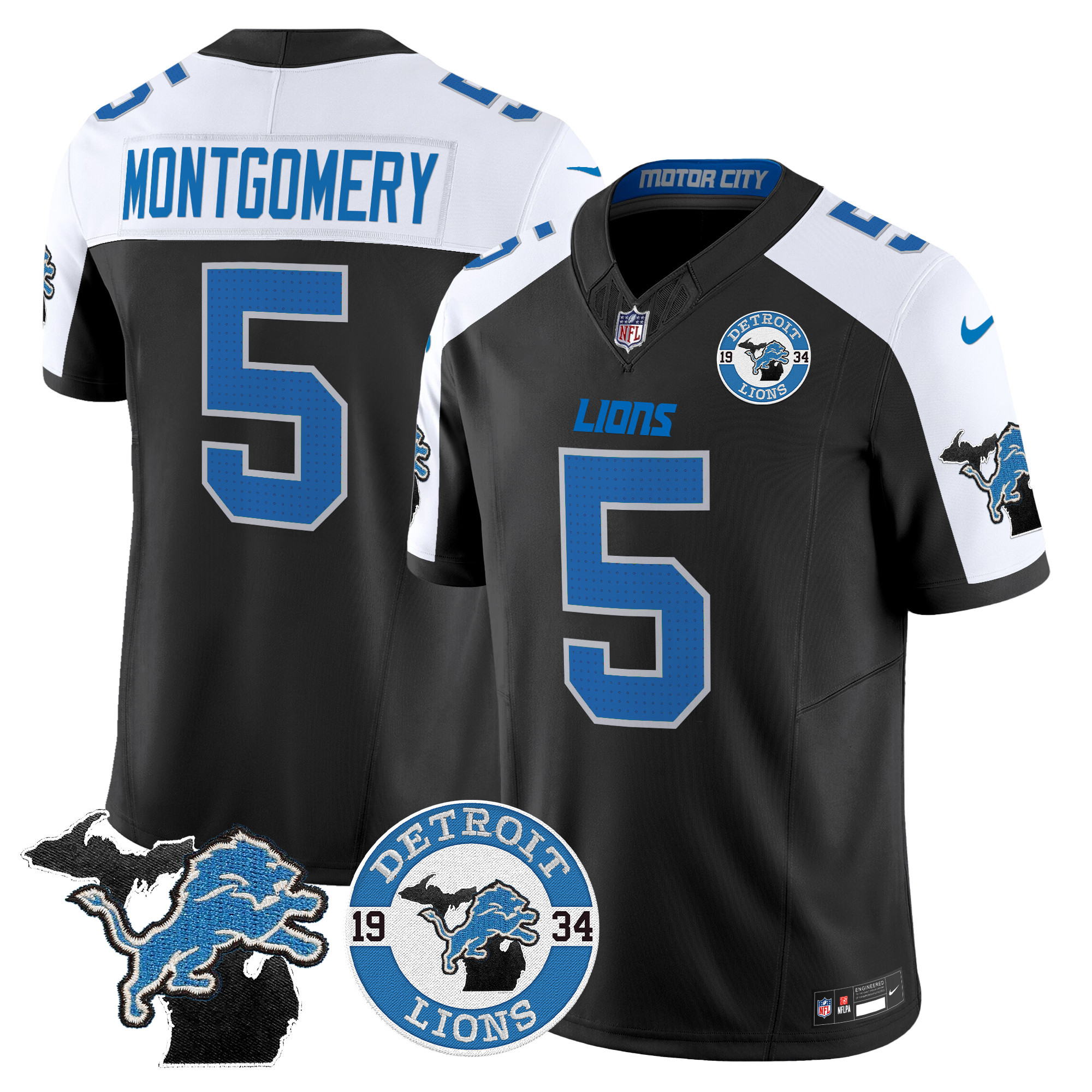 David Montgomery Men's Detroit Lions 2024 Vapor Limited Alternate Jersey - All Stitched