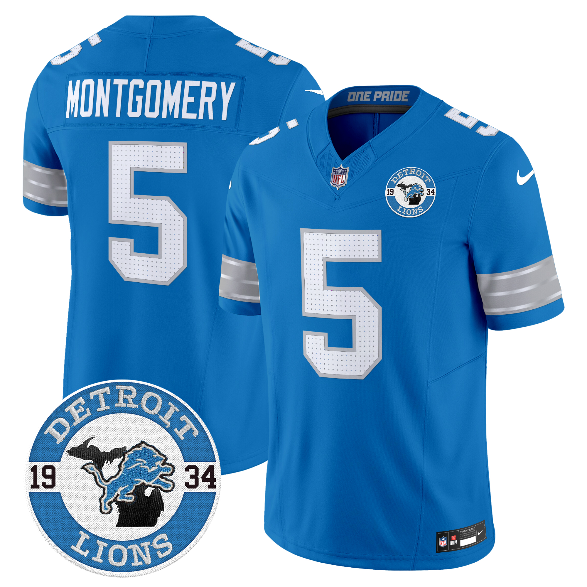 David Montgomery Men's Detroit Lions 2024 Vapor Limited Blue Jersey - All Stitched