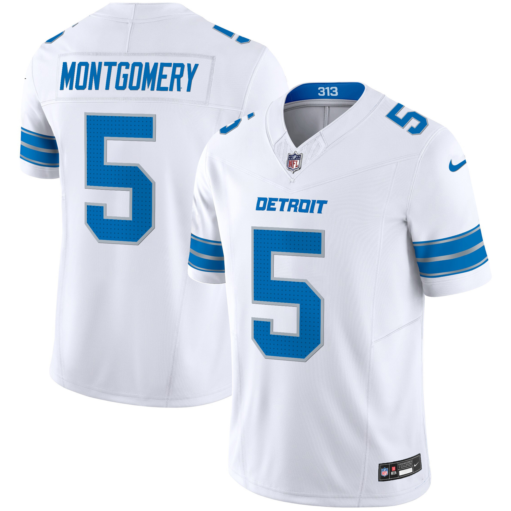 David Montgomery Men's Detroit Lions 2024 Vapor Limited White Jersey - All Stitched