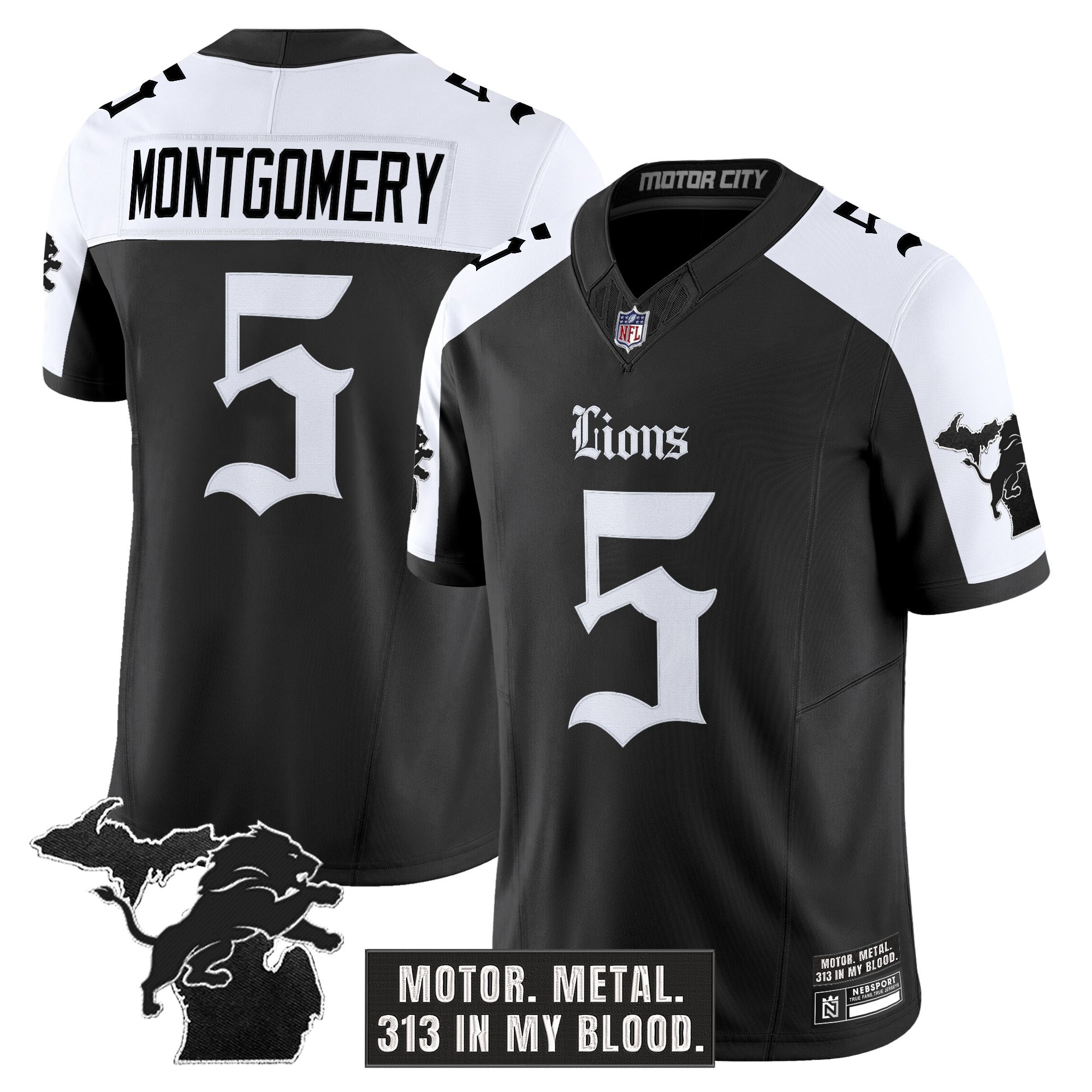 David Montgomery Men's Detroit Lions 'Gothic Motor Grit Edition' Vapor Limited Alternate Jersey - All Stitched