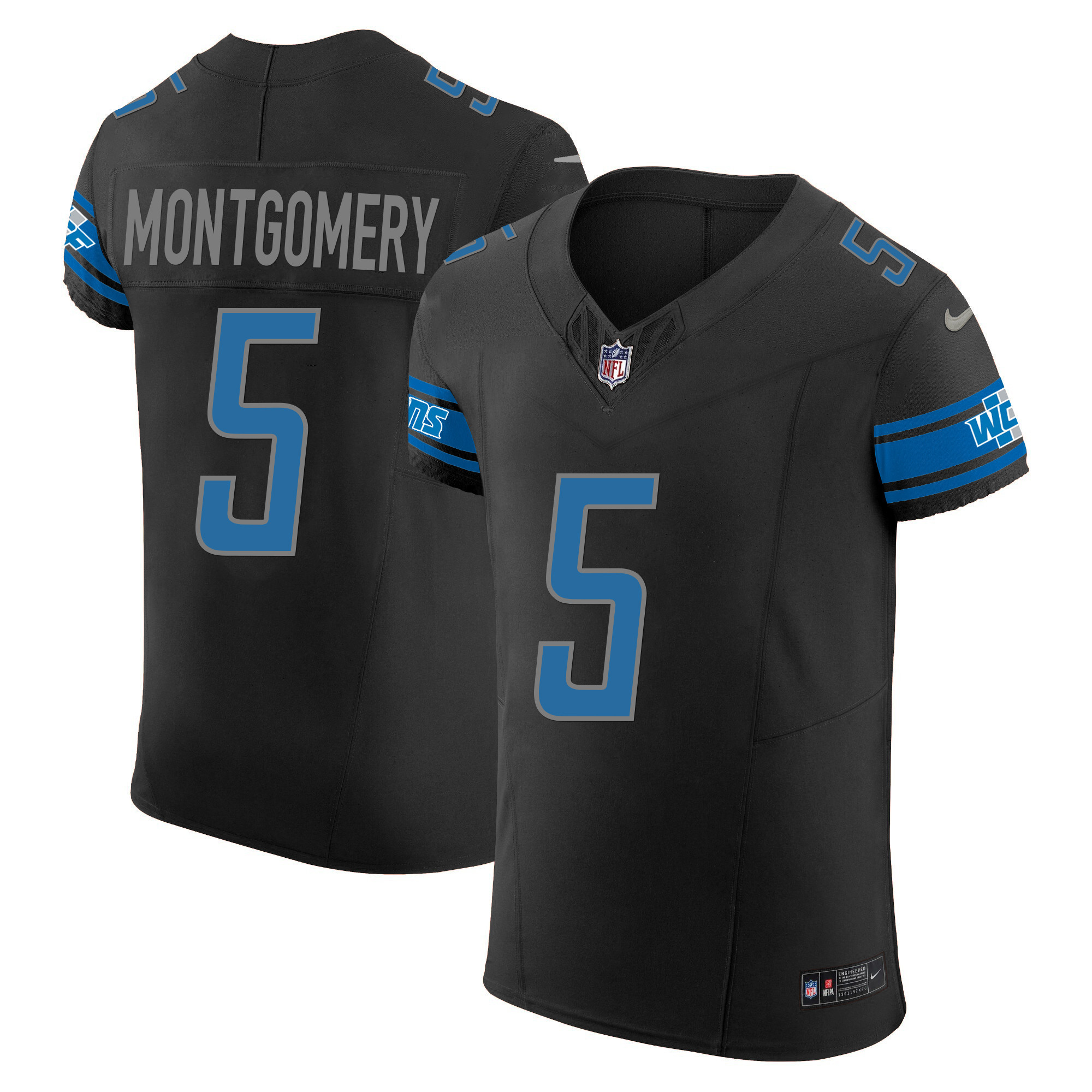 David Montgomery Men's Detroit Lions Vapor Elite Black Jersey - All Stitched