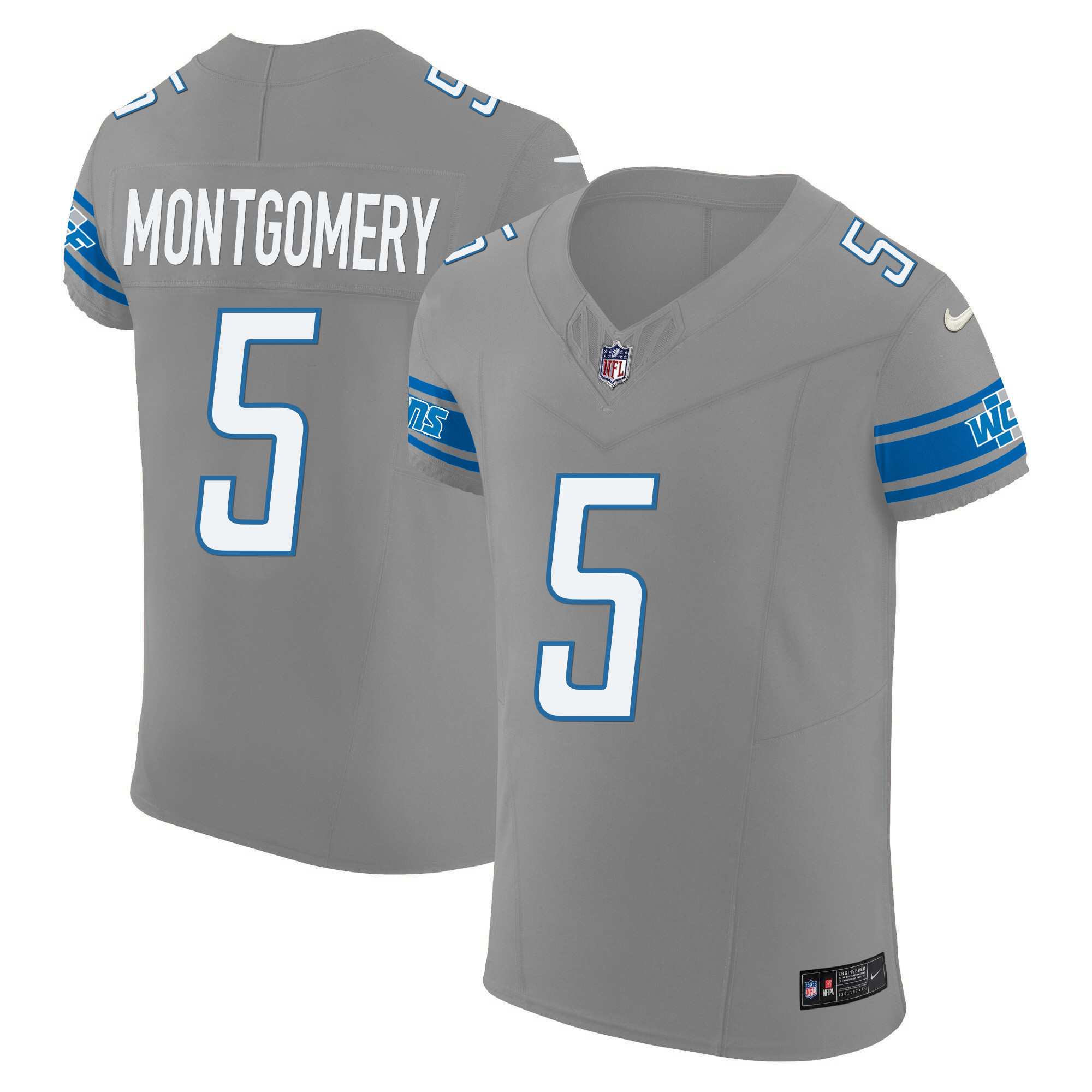 David Montgomery Men's Detroit Lions Vapor Elite Gray Jersey - All Stitched