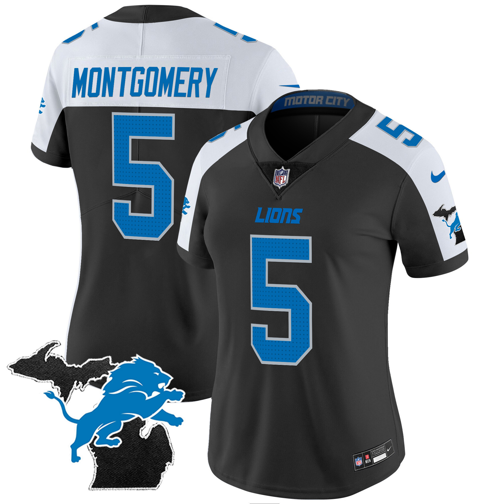 David Montgomery Women's Detroit Lions 2024 Michigan Patch Vapor Alternate Jersey - All Stitched