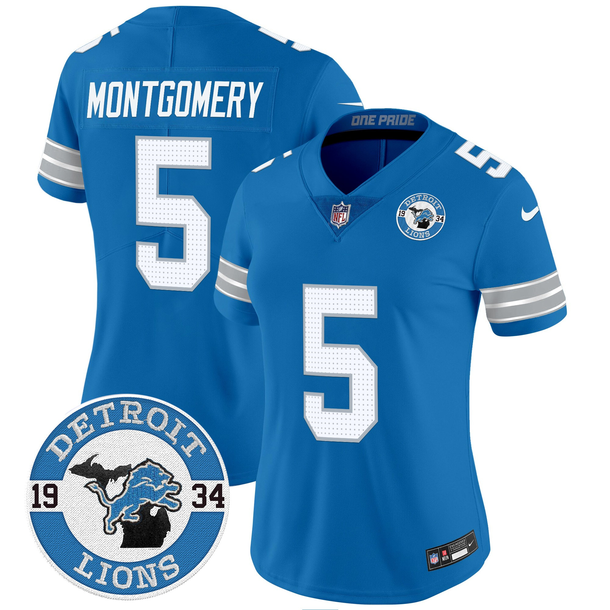 David Montgomery Women's Detroit Lions 2024 Vapor Limited Blue Jersey - All Stitched
