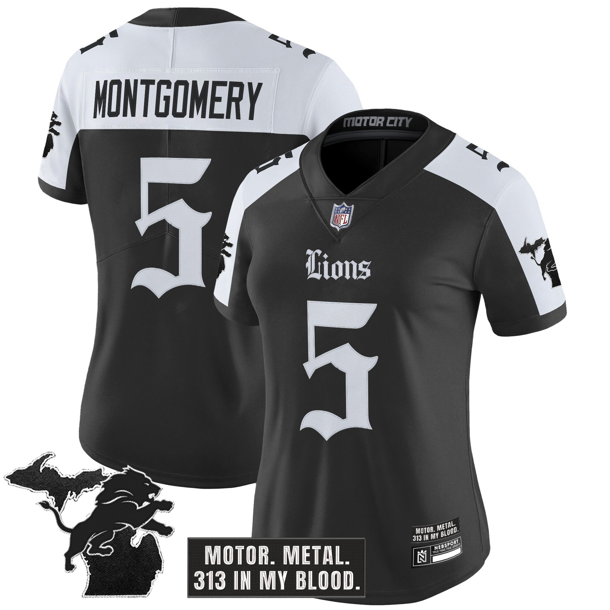 David Montgomery Women's Detroit Lions 'Gothic Motor Grit Edition' Vapor Limited Alternate Jersey - All Stitched