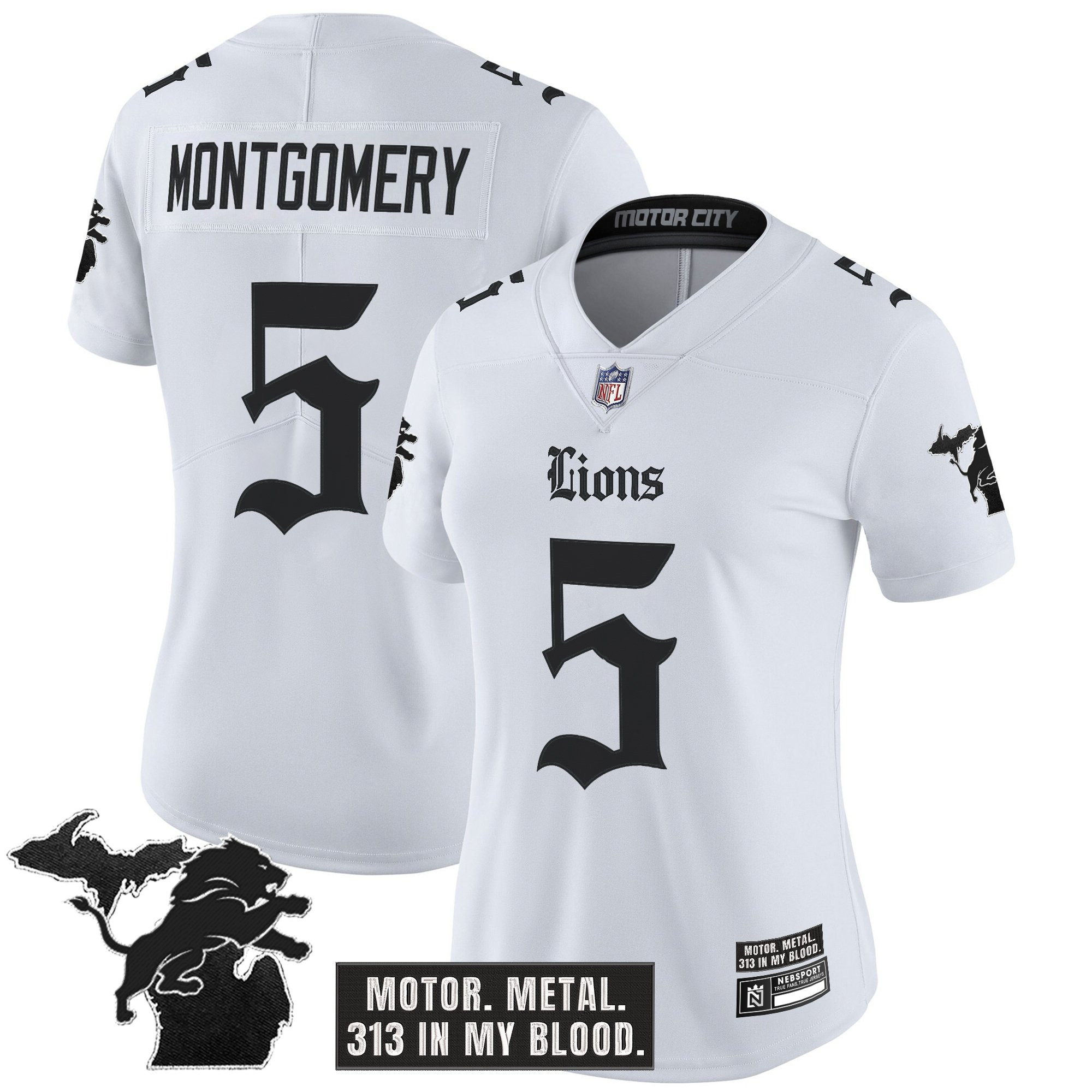 David Montgomery Women's Detroit Lions 'Gothic Motor Grit Edition' Vapor Limited White Jersey - All Stitched