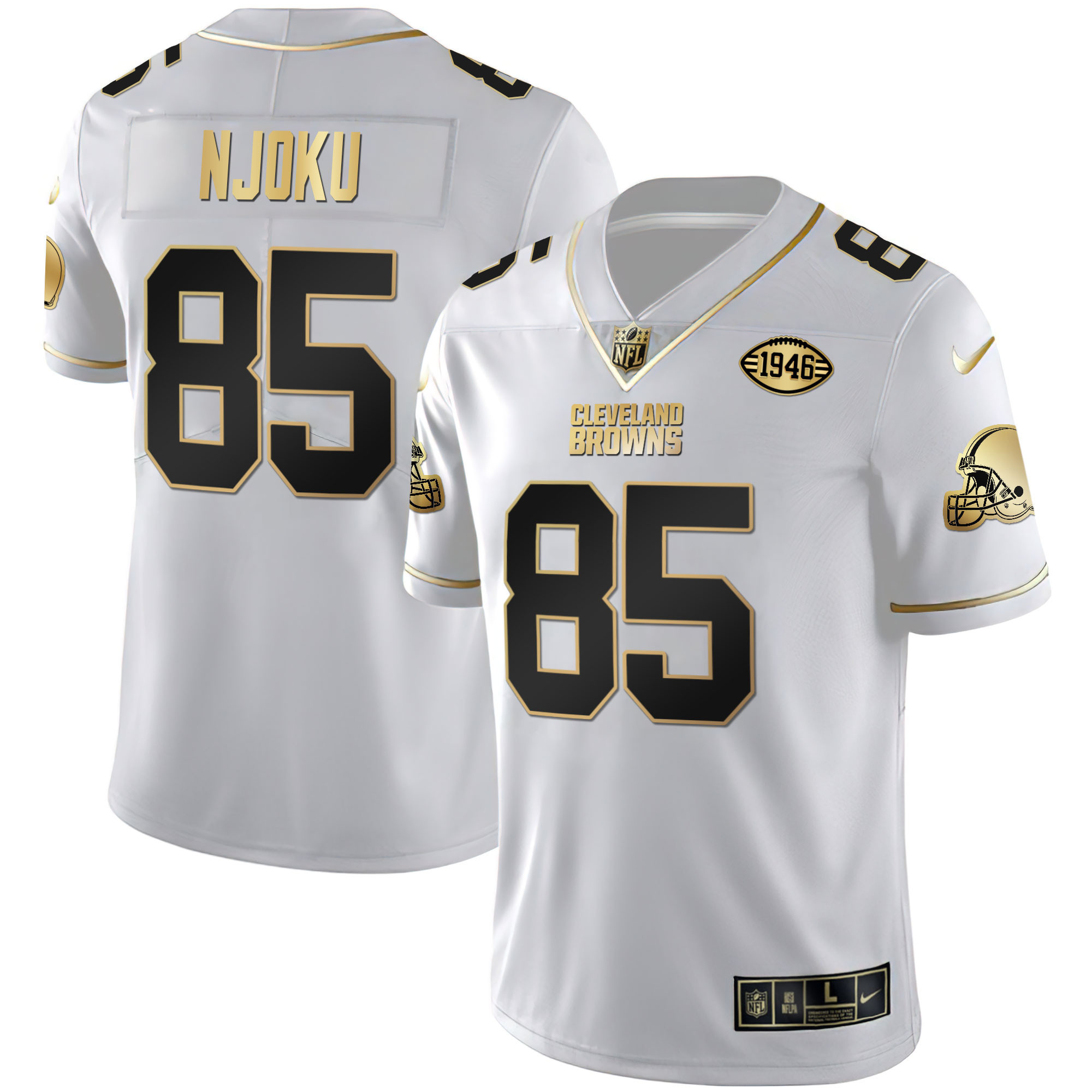 David Njoku Men's Cleveland Browns Gold & Split Vapor Limited - All Stitched White Gold Jersey - All Stitched