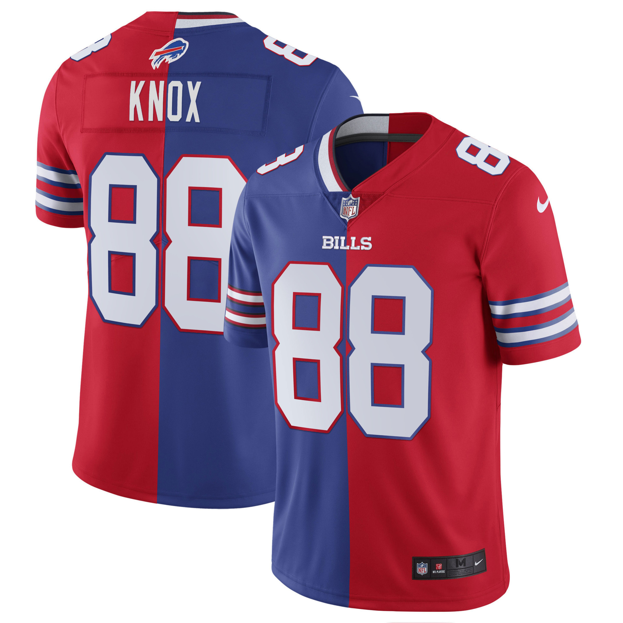 Dawson Knox Buffalo Bills Split - All Stitched Split Royal Red Jersey - All Stitched