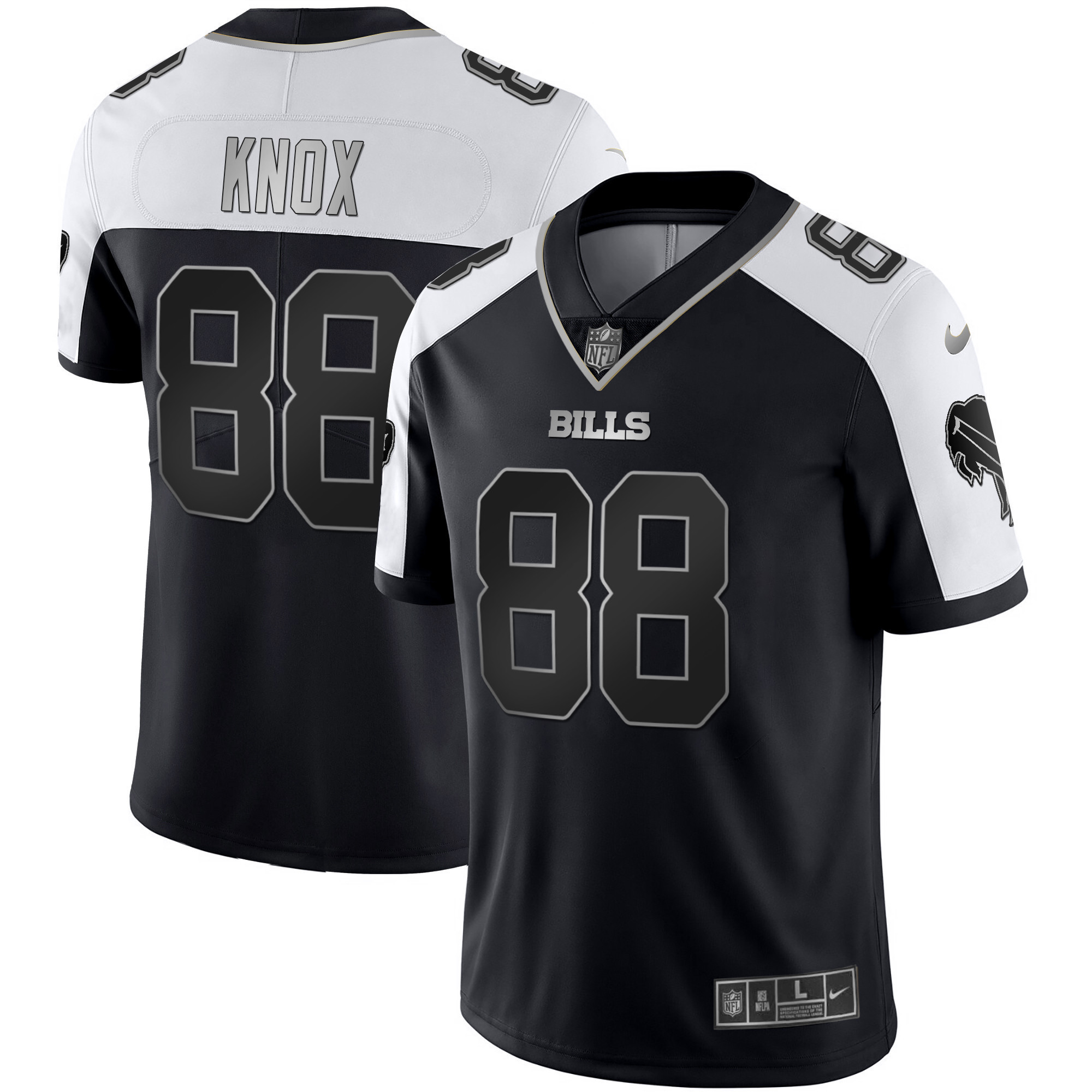 Dawson Knox Men's Buffalo Bills Alternate Vapor Black Gold & Black Inverted Limited - All Stitched Black Silver Jersey - All Stitched