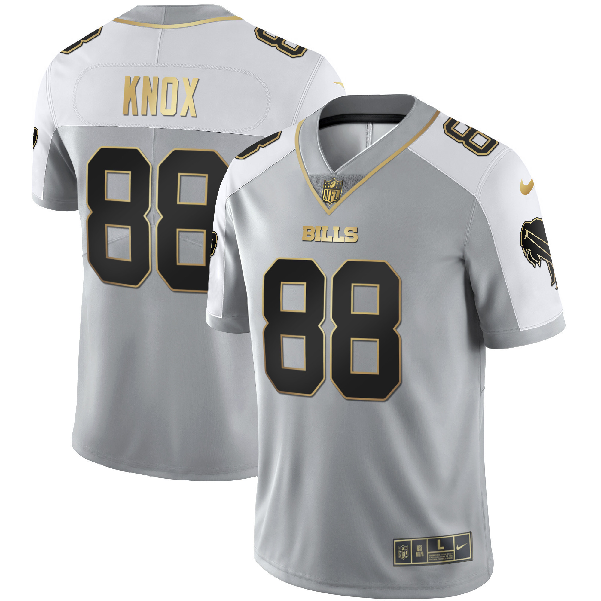 Dawson Knox Men's Buffalo Bills Alternate Vapor Black Gold & Black Inverted Limited - All Stitched Gray Gold Jersey - All Stitched
