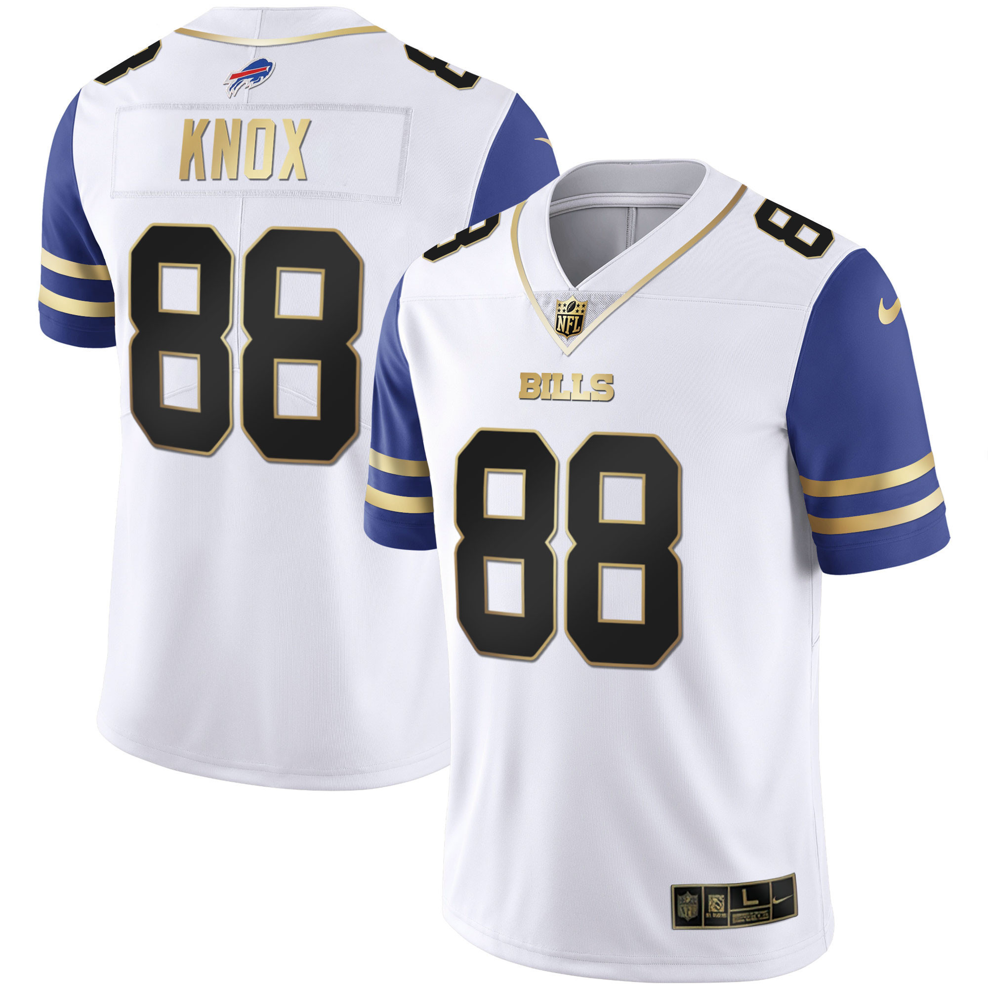 Dawson Knox Men's Buffalo Bills Alternate Vapor Black Gold & Black Inverted Limited - All Stitched Royal Sleeves Jersey - All Stitched