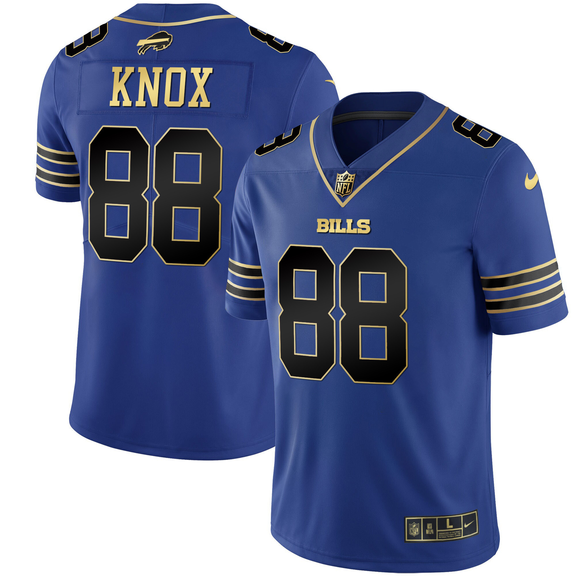Dawson Knox Men's Buffalo Bills Black Gold & Royal Gold Vapor Royal Black Jersey - All Stitched