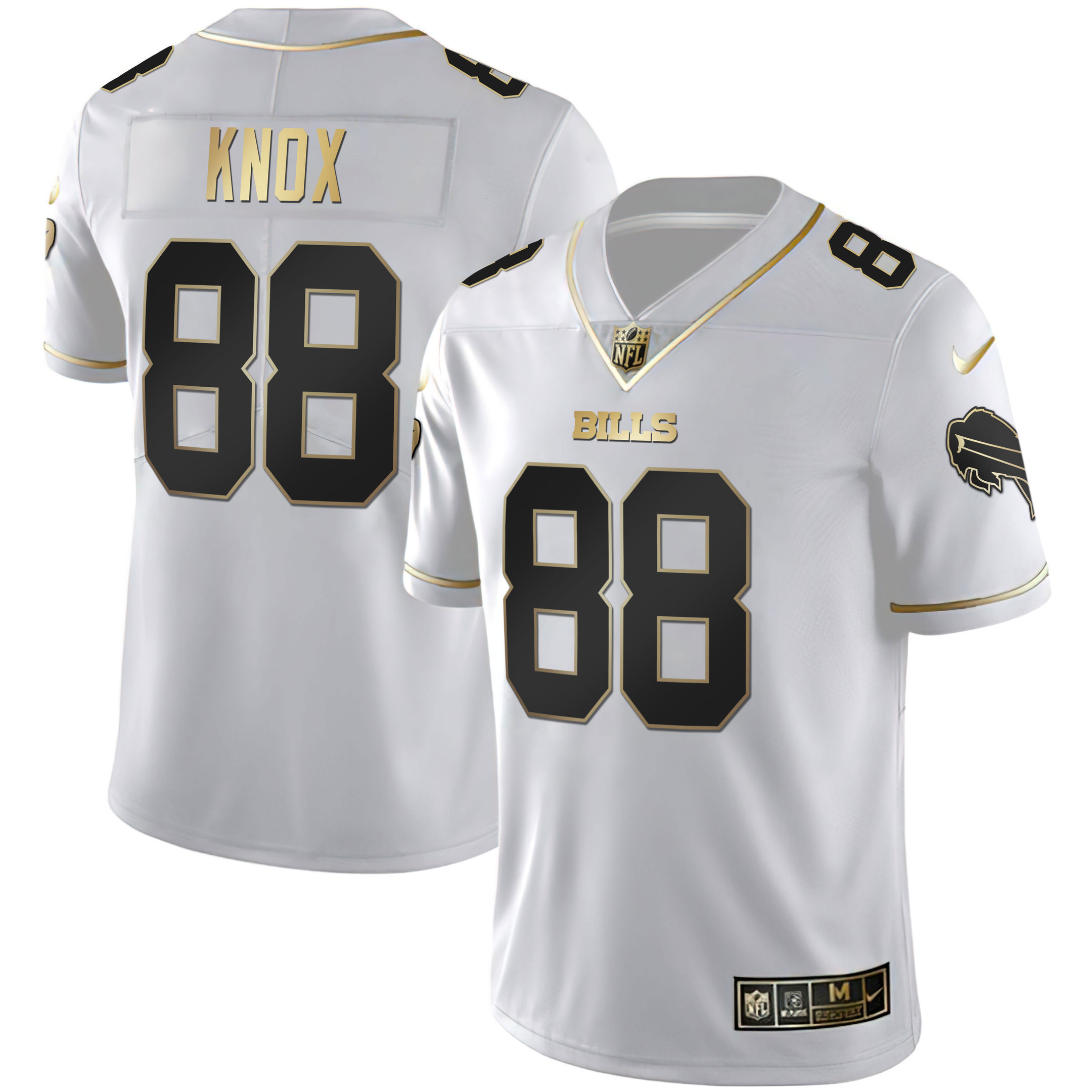 Dawson Knox Men's Buffalo Bills White Gold & Black Gold - All Stitched White Gold Jersey - All Stitched