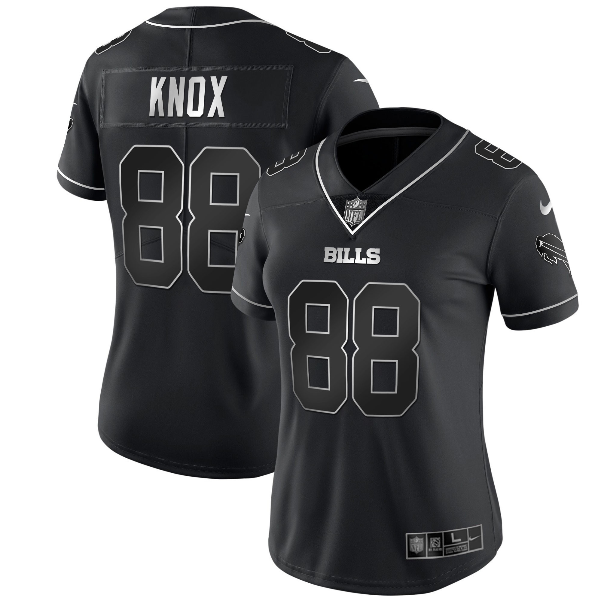 Dawson Knox Women's Buffalo Bills White Gold & Black Gold - All Stitched Black Silver Jersey - All Stitched