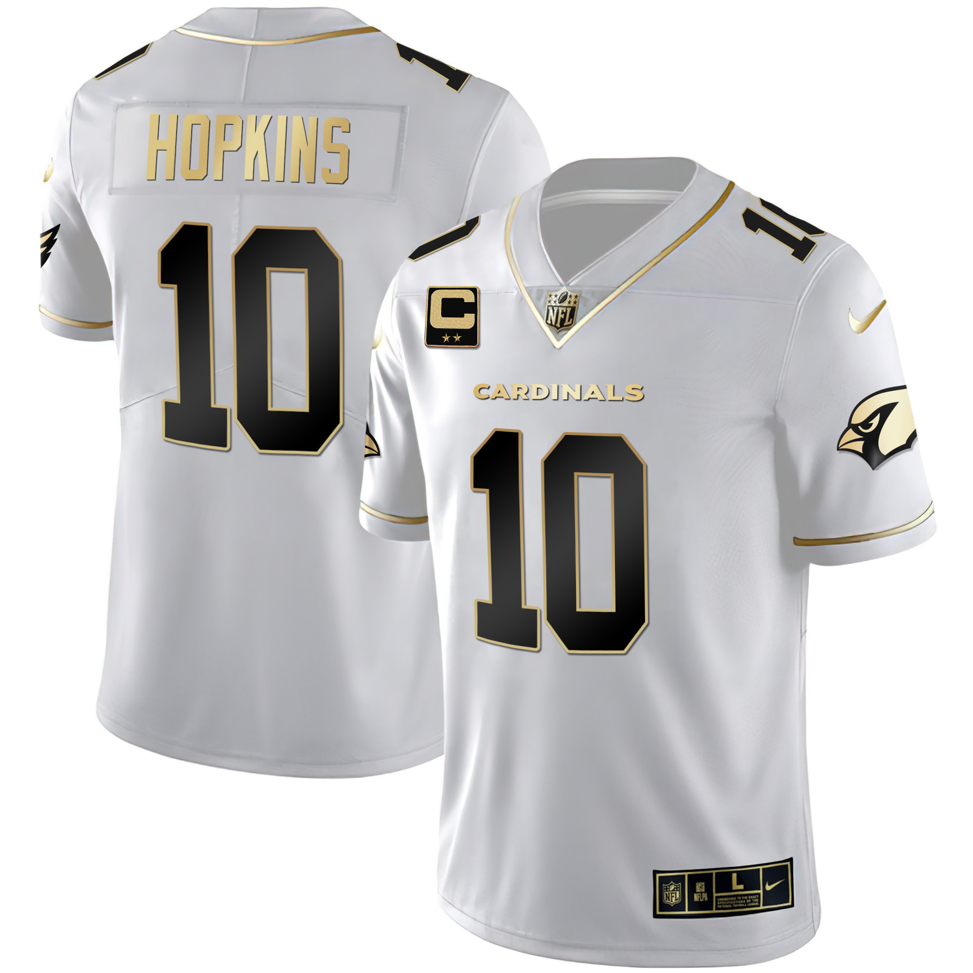 DeAndre Hopkins Men's Arizona Cardinals Black Gold & White Gold Vapor Limited White Gold Jersey - All Stitched