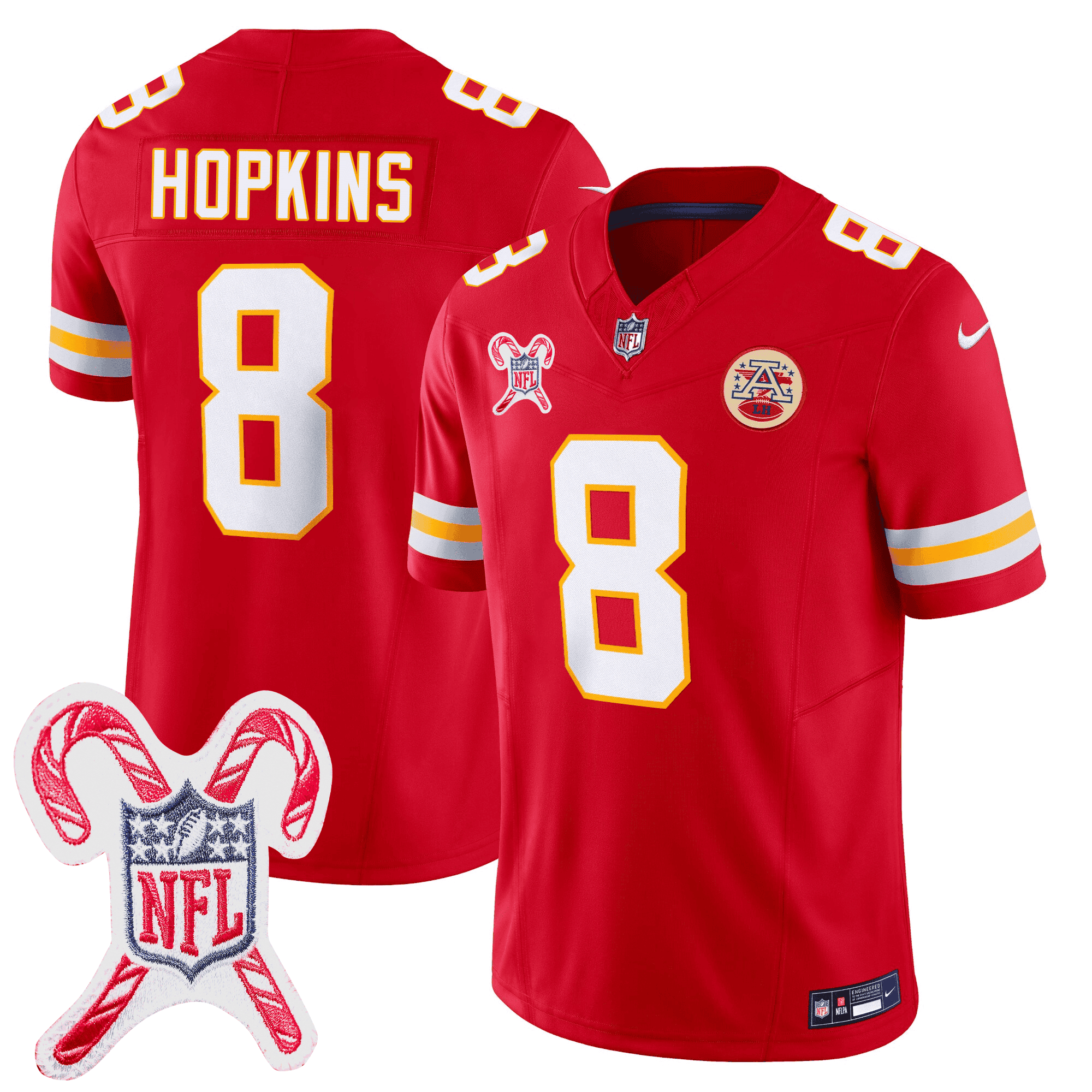 DeAndre Hopkins Men's Kansas City Chiefs Christmas Patch Vapor Limited Red Jersey - All Stitched