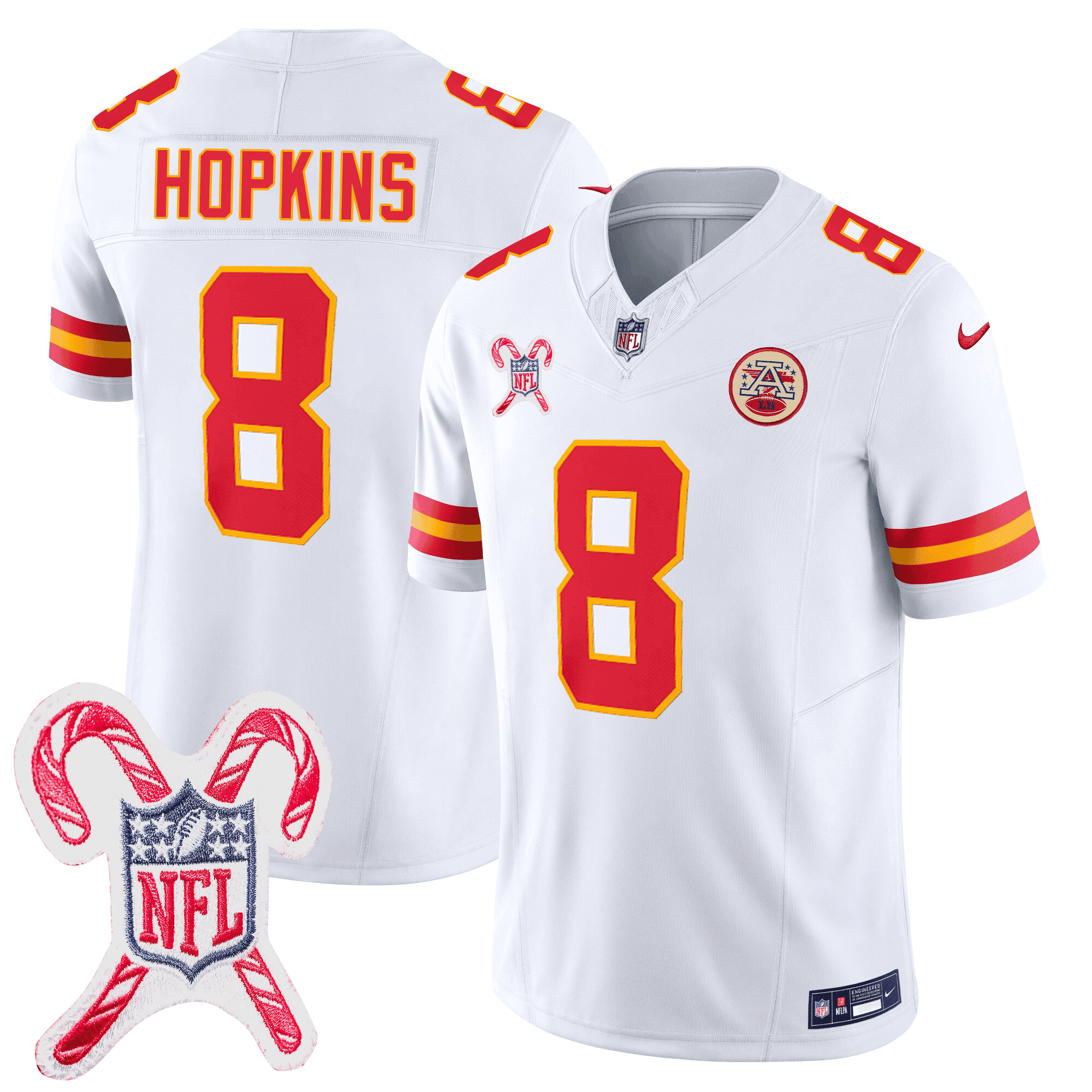 DeAndre Hopkins Men's Kansas City Chiefs Christmas Patch Vapor Limited White Jersey - All Stitched