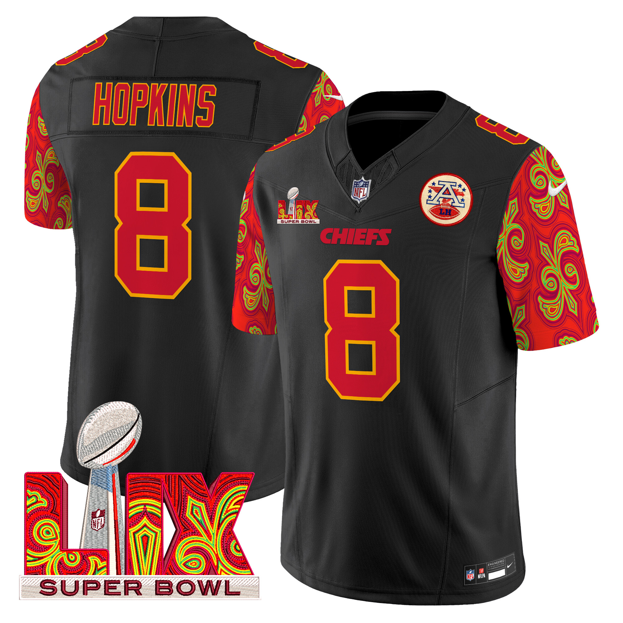 DeAndre Hopkins Men's Kansas City Chiefs Super Bowl LIX Style Vapor Limited Black Jersey - All Stitched