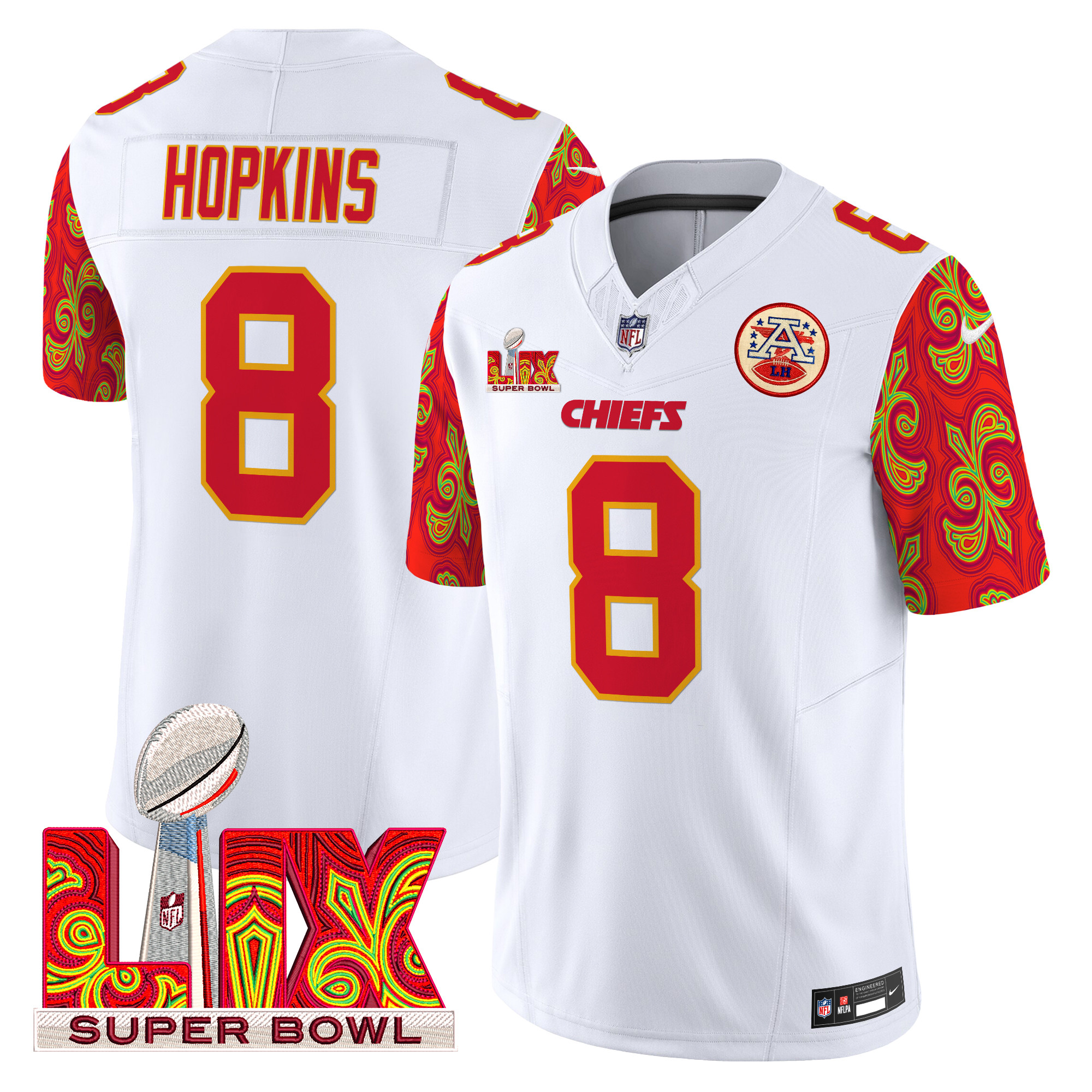 DeAndre Hopkins Men's Kansas City Chiefs Super Bowl LIX Style Vapor Limited White Jersey - All Stitched