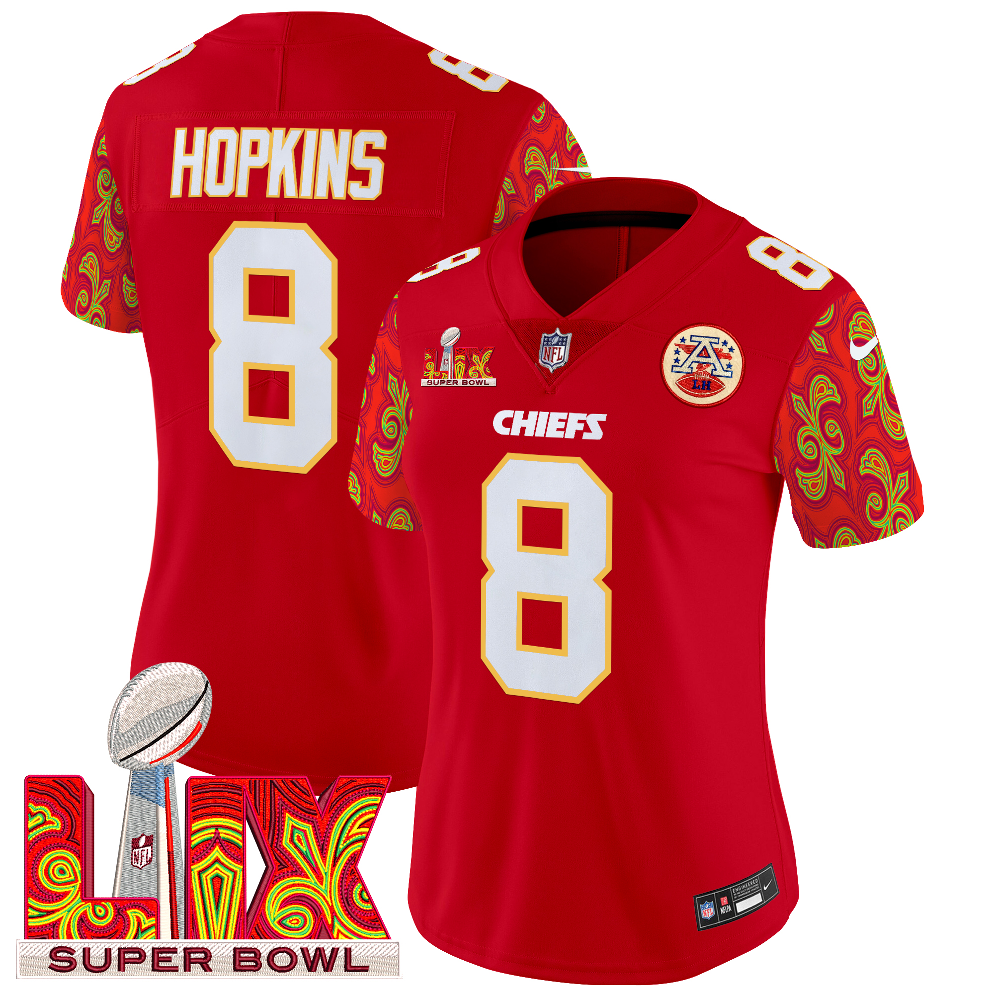 DeAndre Hopkins Women's Kansas City Chiefs Super Bowl LIX Style Vapor Limited Red Jersey - All Stitched