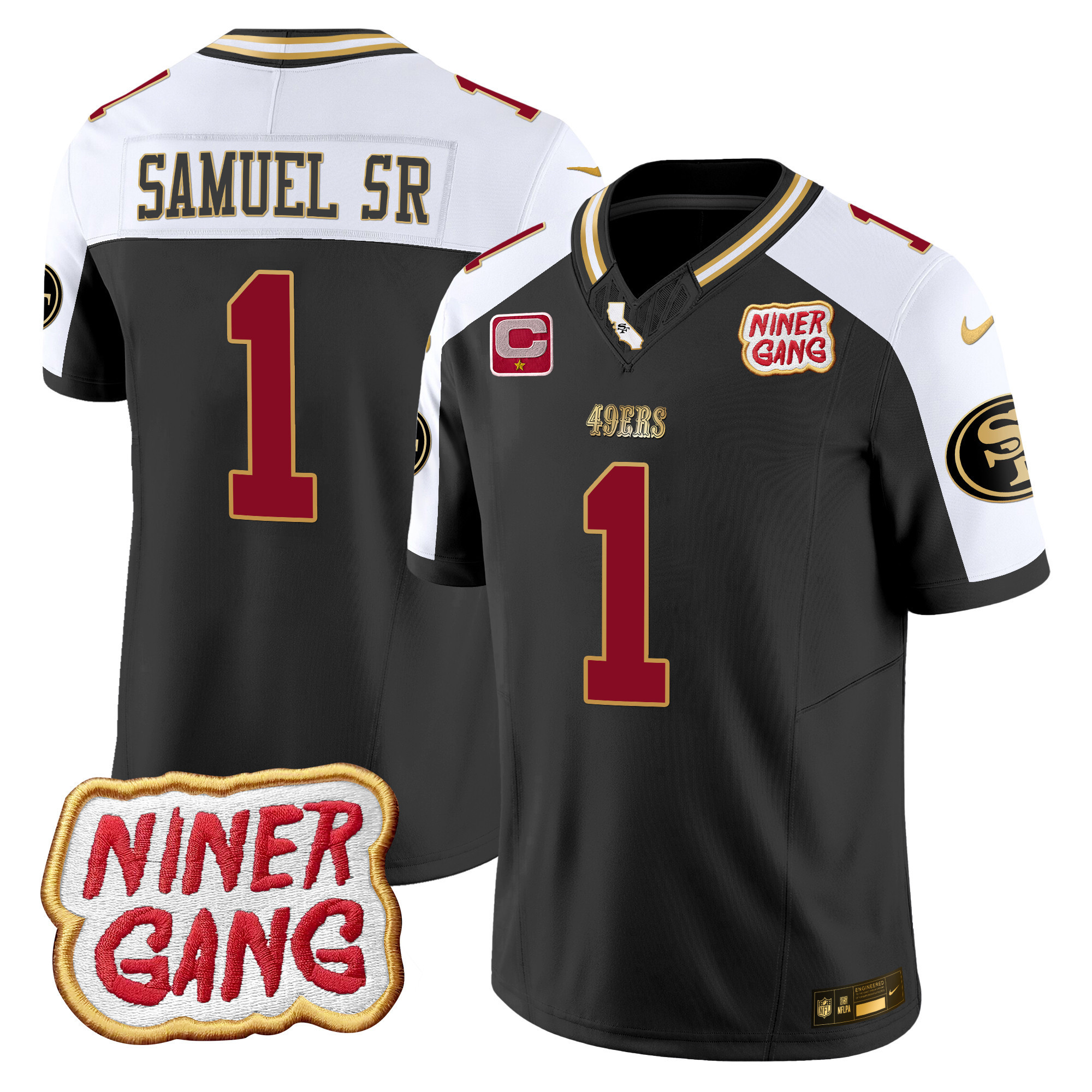 Deebo Samuel Men's San Francisco 49ers 2024 Niner Gang Patch Vapor Black Alternate Jersey - All Stitched