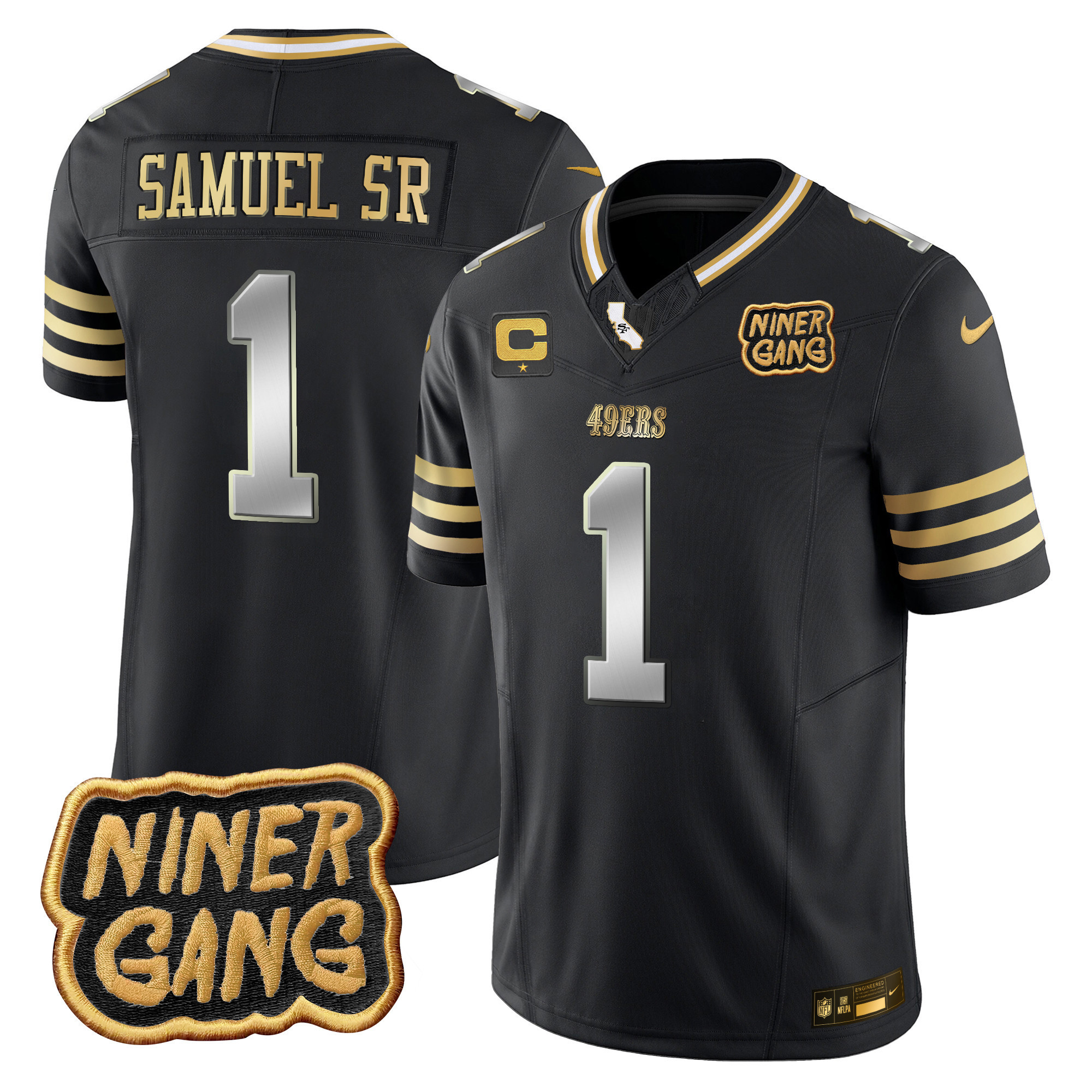 Deebo Samuel Men's San Francisco 49ers 2024 Niner Gang Patch Vapor Black Limited Jersey - All Stitched