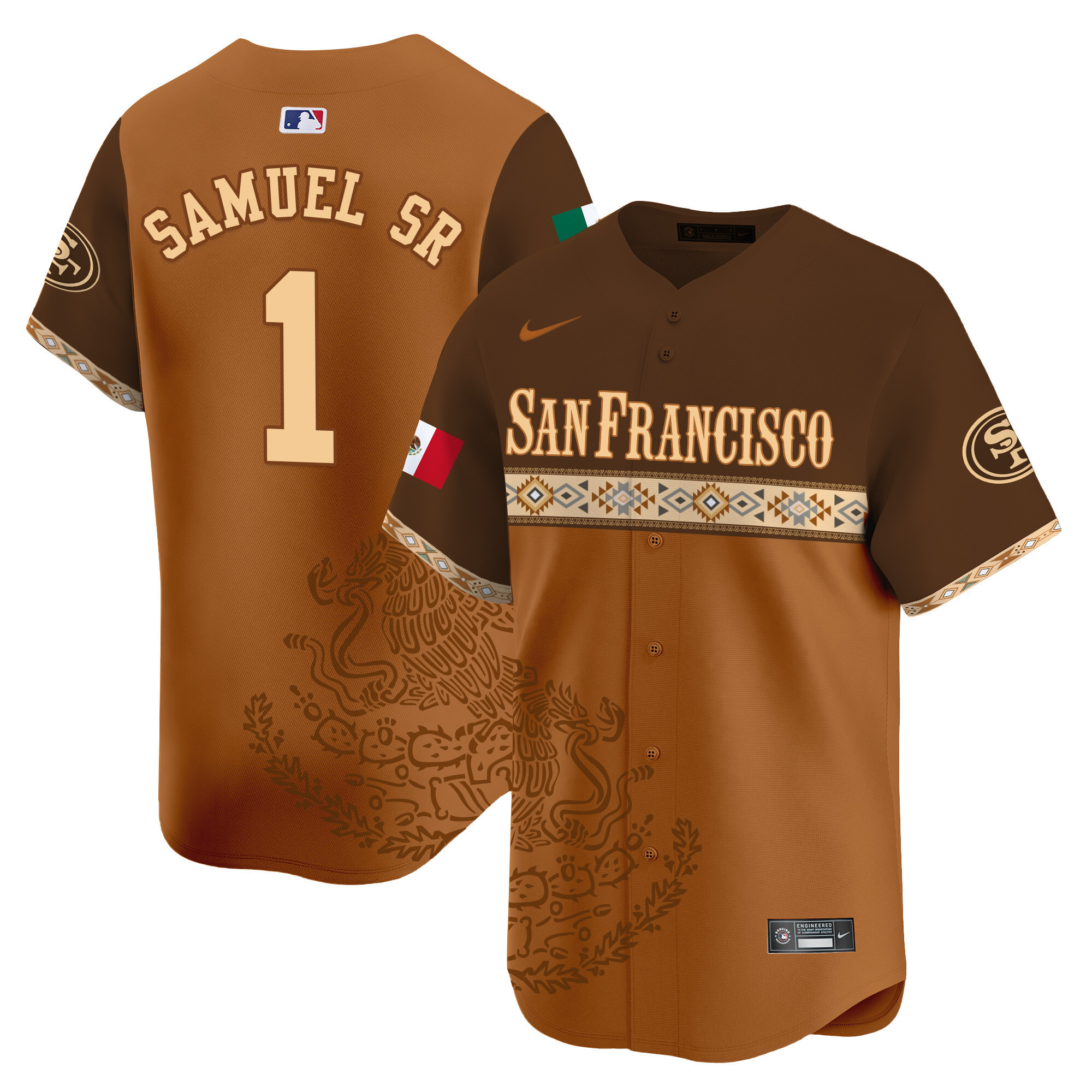 Deebo Samuel Men's San Francisco 49ers Mexico Vapor Premier Limited Jersey - Printed Brown Jersey - All Stitched