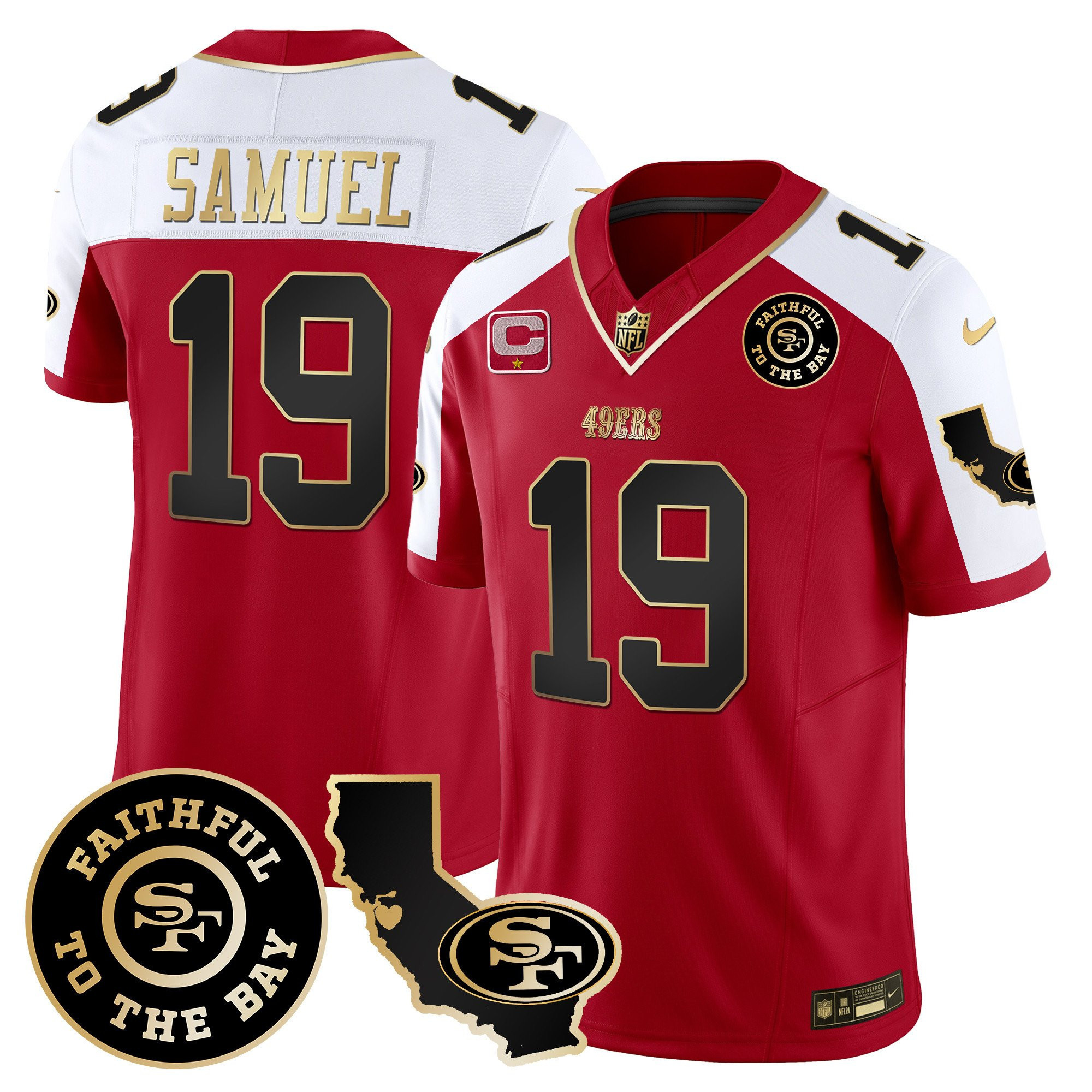 Deebo Samuel San Francisco 49ers Faithful & California Patch Vapor Red/White Jersey - All Stitched