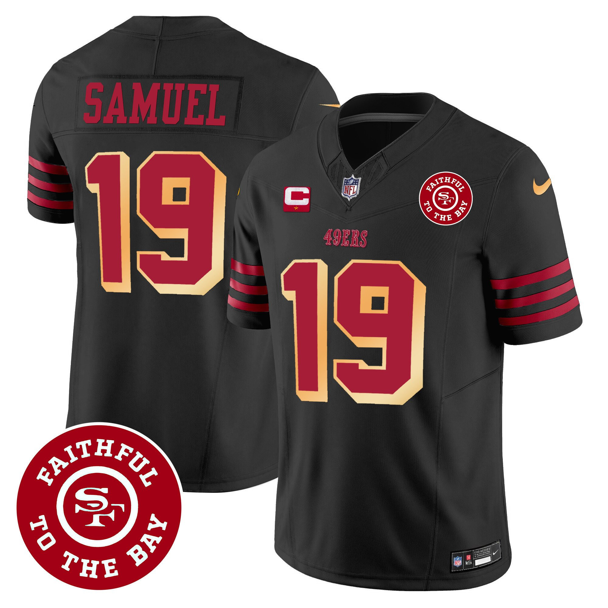 Deebo Samuel San Francisco 49ers Faithful To The Bay Patch Vapor Black Jersey - All Stitched