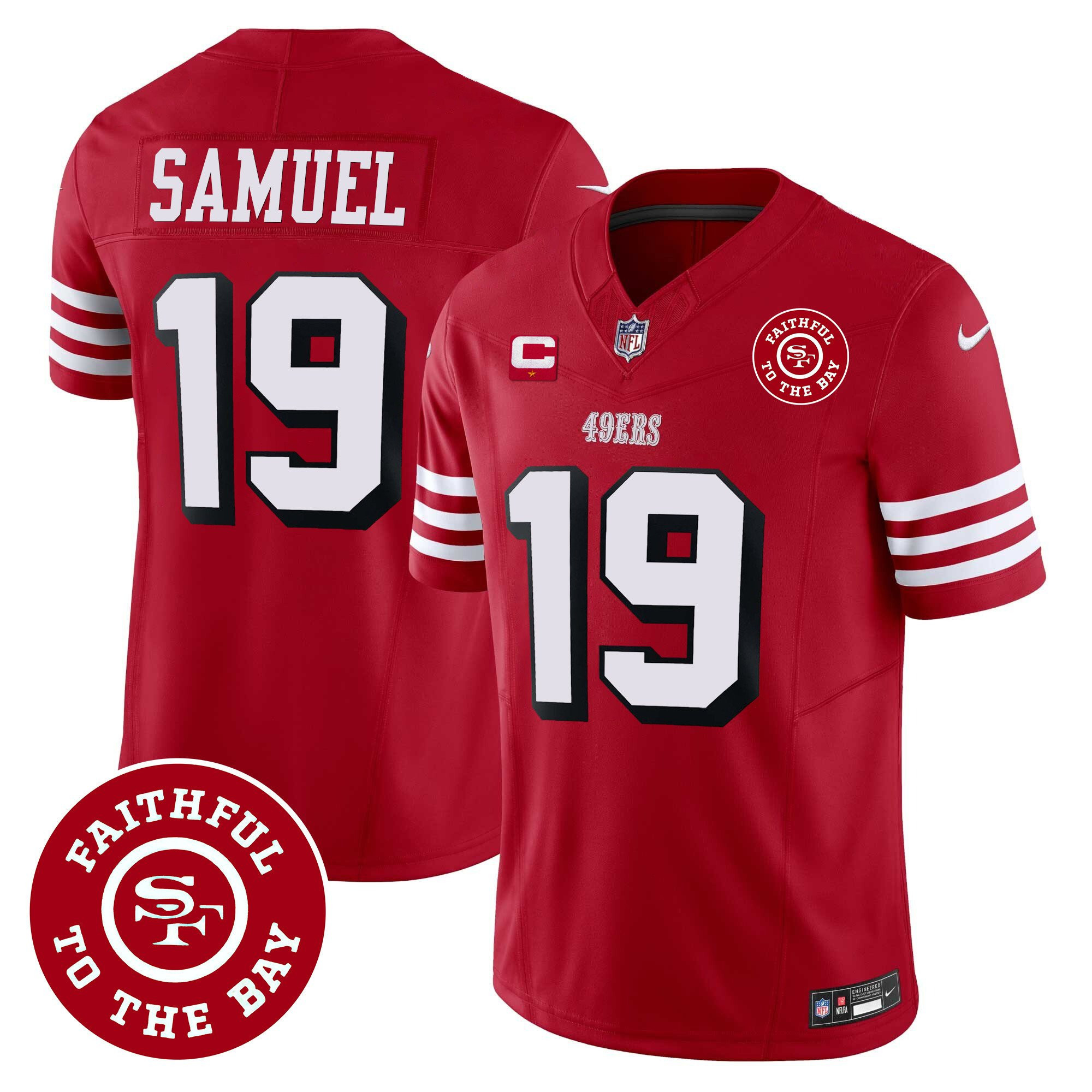 Deebo Samuel San Francisco 49ers Faithful To The Bay Patch Vapor Red Jersey - All Stitched