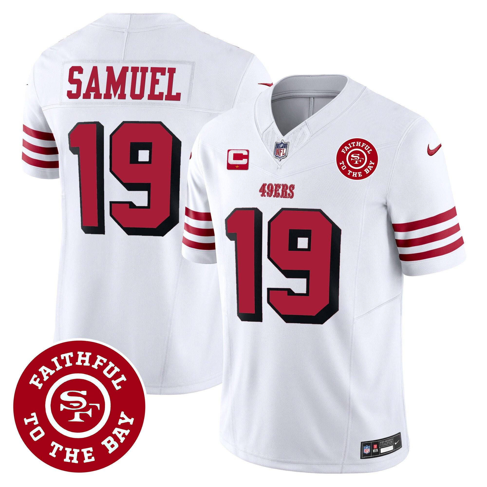 Deebo Samuel San Francisco 49ers Faithful To The Bay Patch Vapor White Jersey - All Stitched