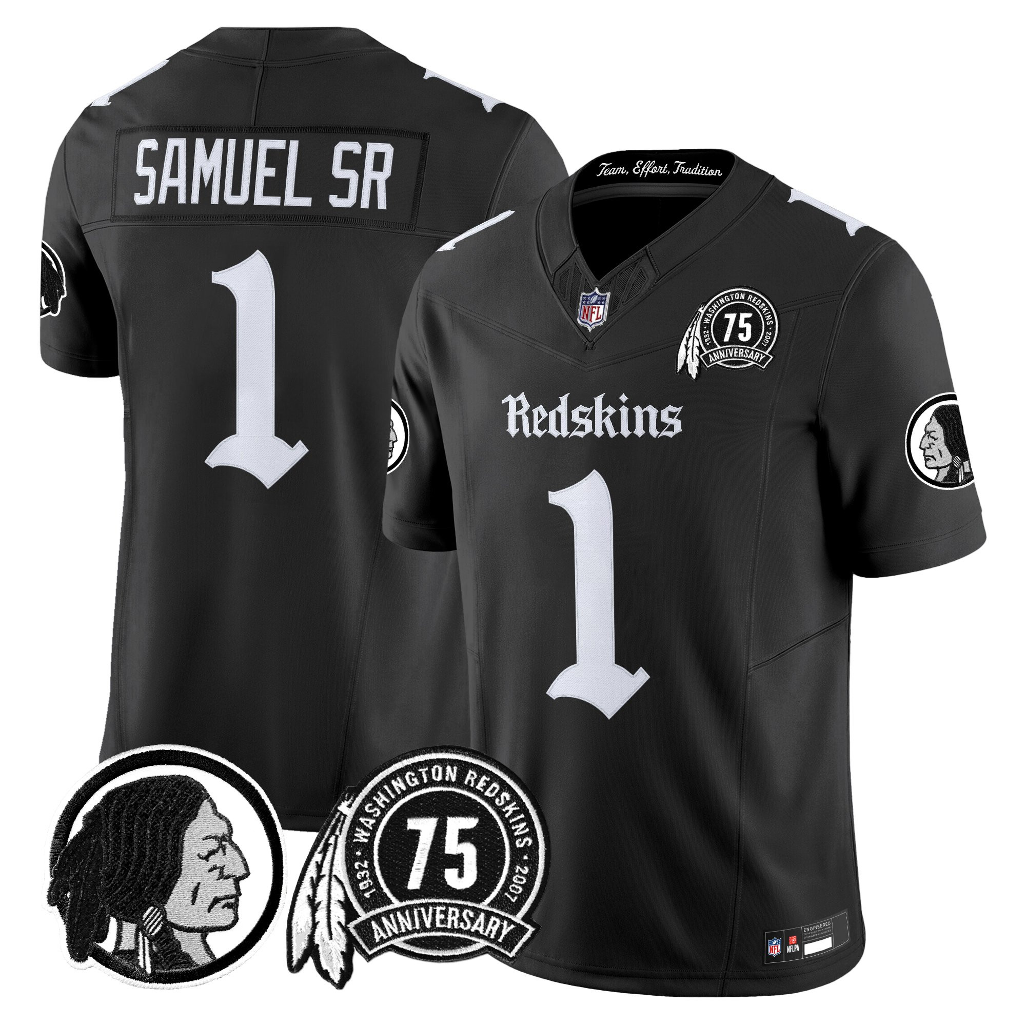 Deebo Samuel Sr Men's Washington Commanders 'Gothic Capital Edition' Vapor Limited Black Jersey - All Stitched