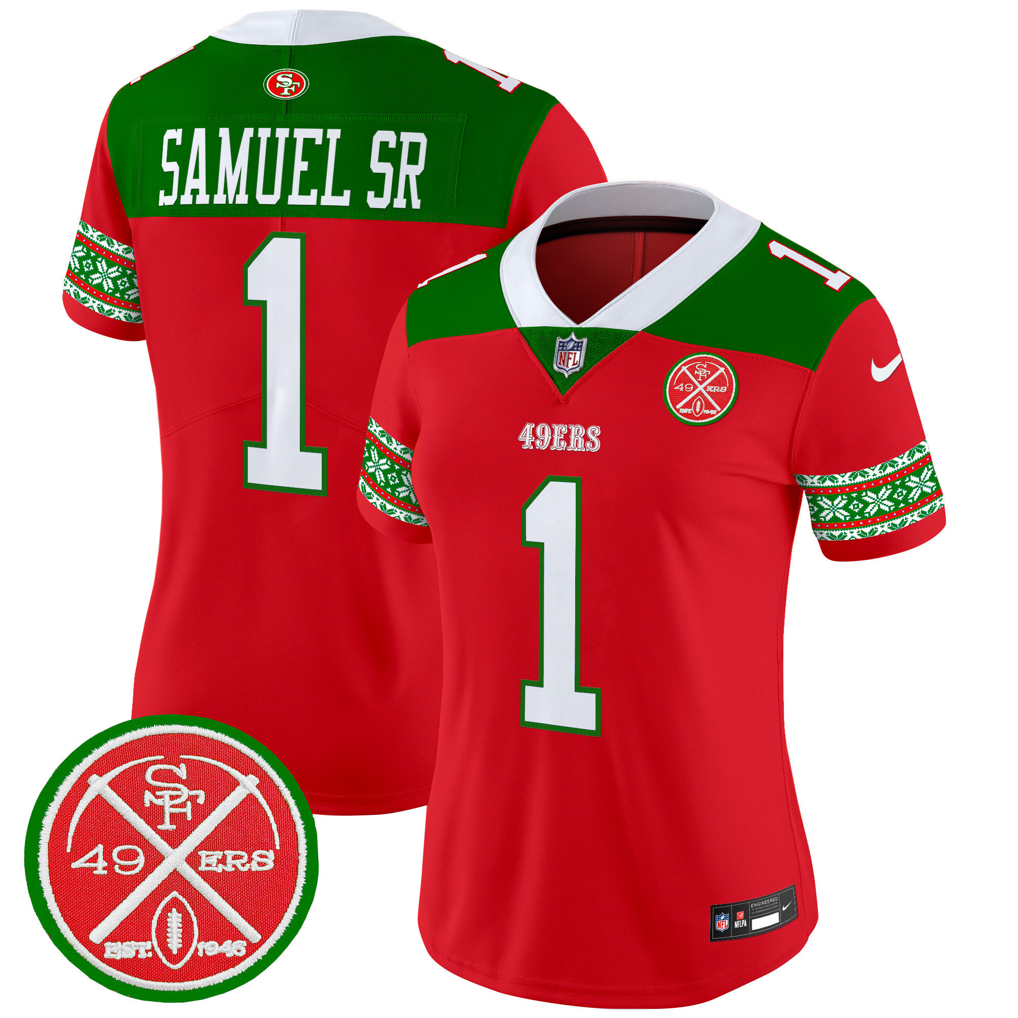 Deebo Samuel Women's San Francisco 49ers 2024 Christmas Vapor Limited Red Jersey - All Stitched