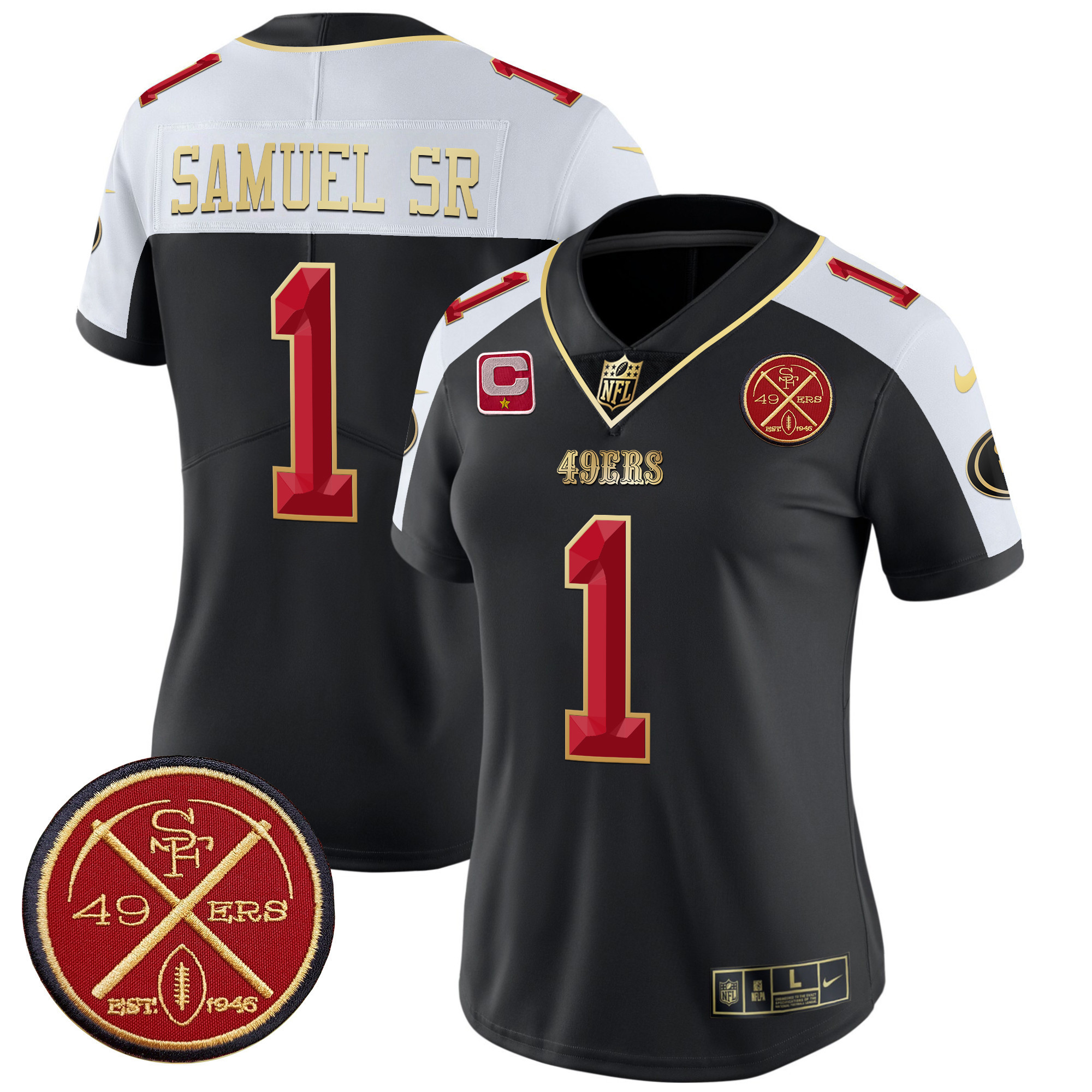 Deebo Samuel Women's San Francisco 49ers Est.1946 Patch Vapor Limited Black Alternate Jersey - All Stitched