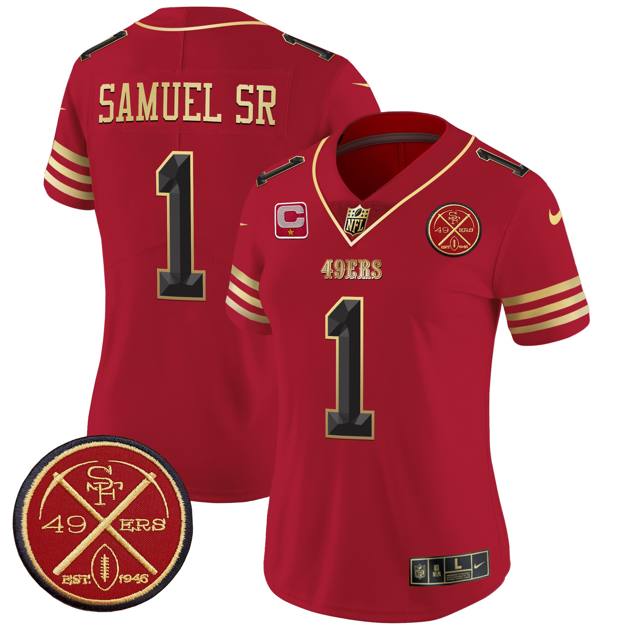 Deebo Samuel Women's San Francisco 49ers Est.1946 Patch Vapor Limited Black Scarlet Jersey - All Stitched