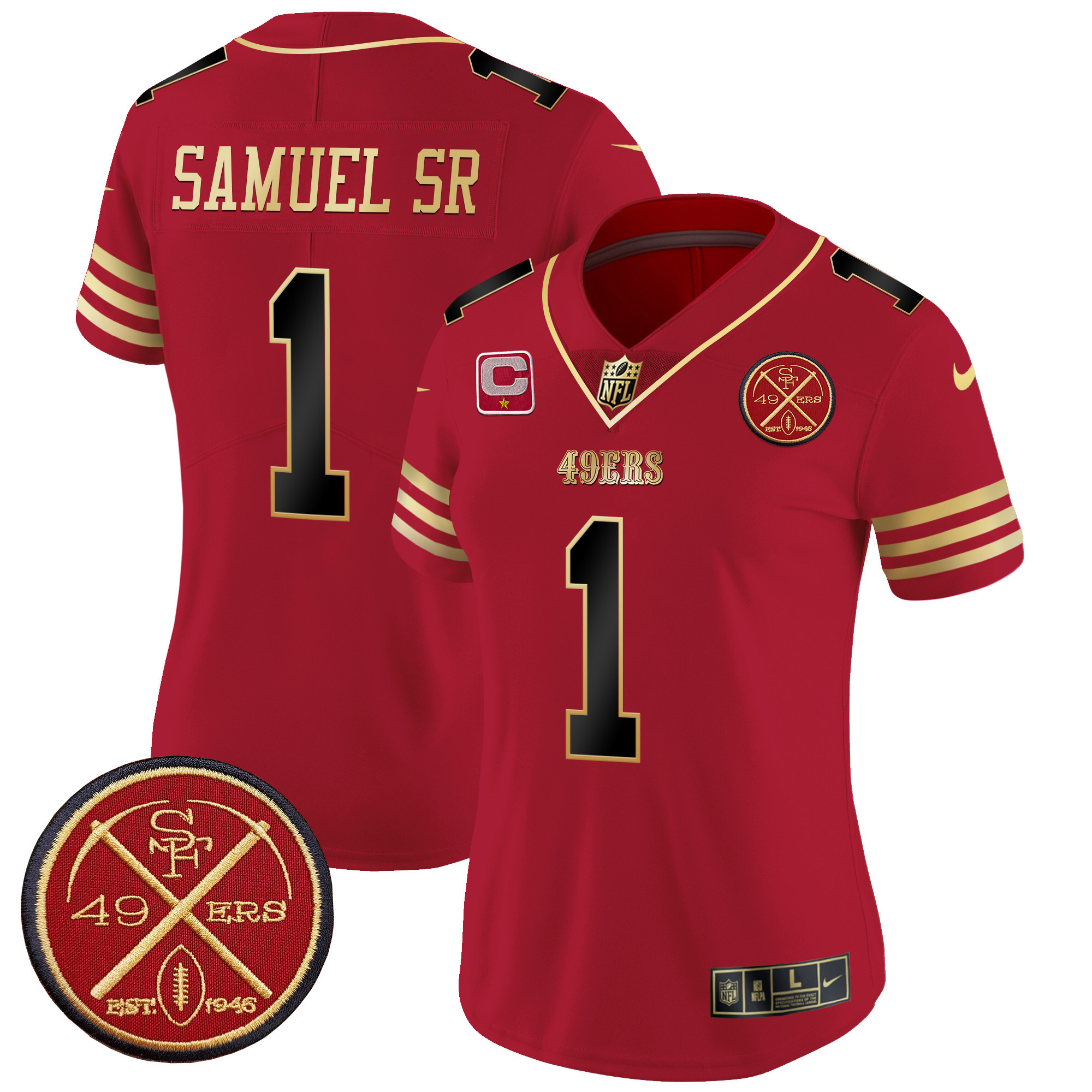 Deebo Samuel Women's San Francisco 49ers Est.1946 Patch Vapor Limited Black Scarlet Jersey - All Stitched