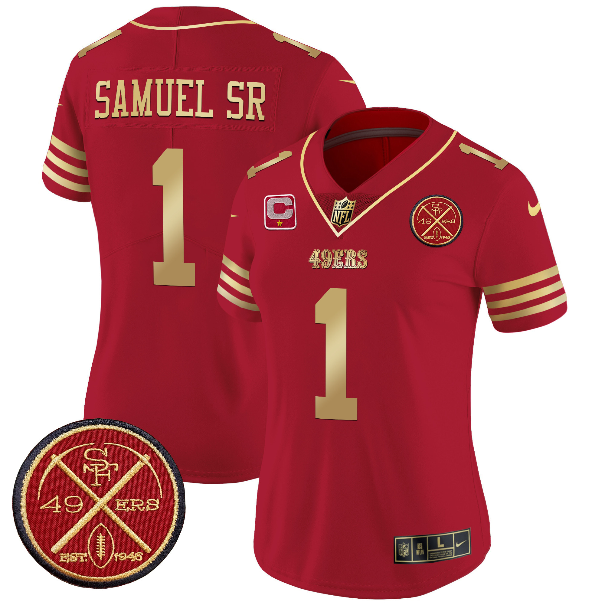 Deebo Samuel Women's San Francisco 49ers Est.1946 Patch Vapor Limited Scarlet Gold Jersey - All Stitched