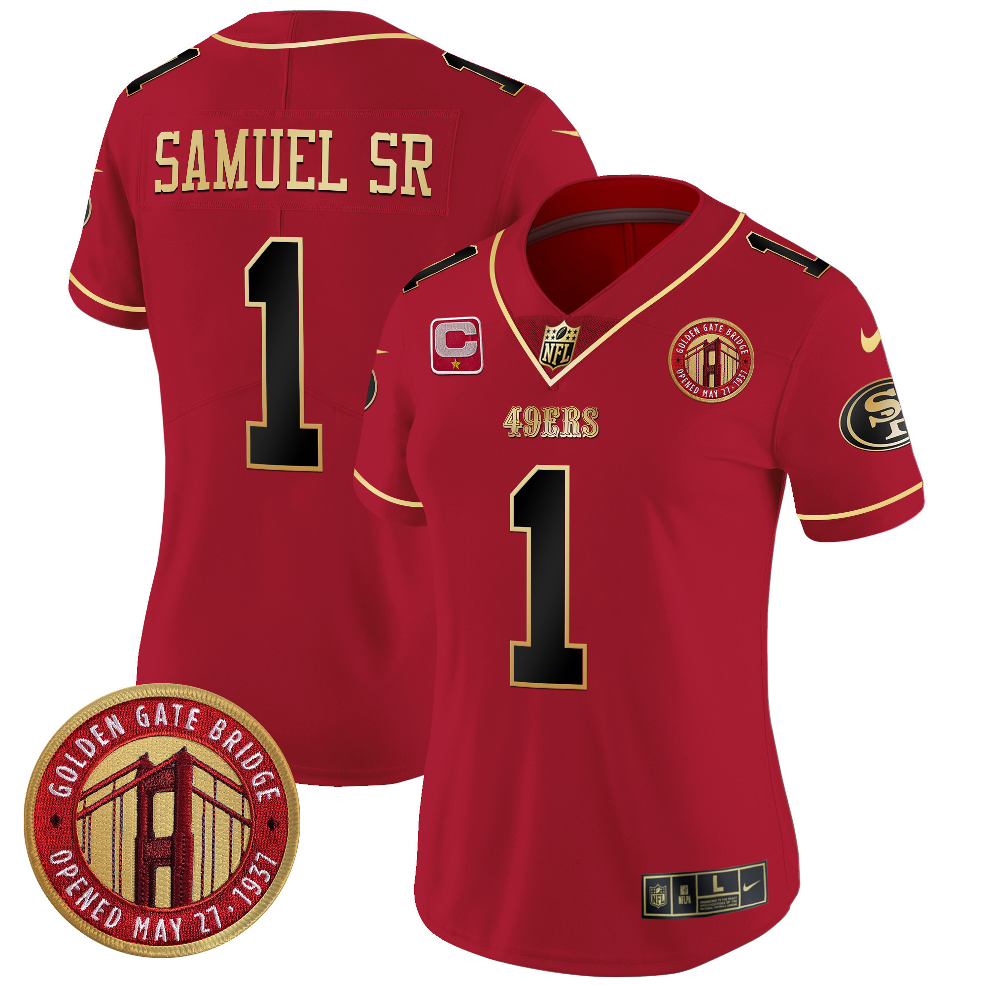 Deebo Samuel Women's San Francisco 49ers Golden Gate Bridge Patch Vapor Limited Scarlet Limited Jersey - All Stitched