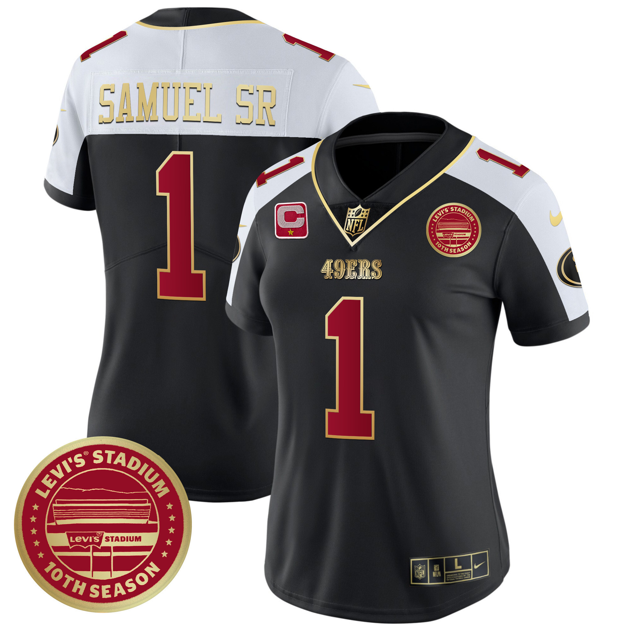 Deebo Samuel Women's San Francisco 49ers Levi'S Stadium 10th Season Patch Vapor Limited Black Alternate Jersey - All Stitched