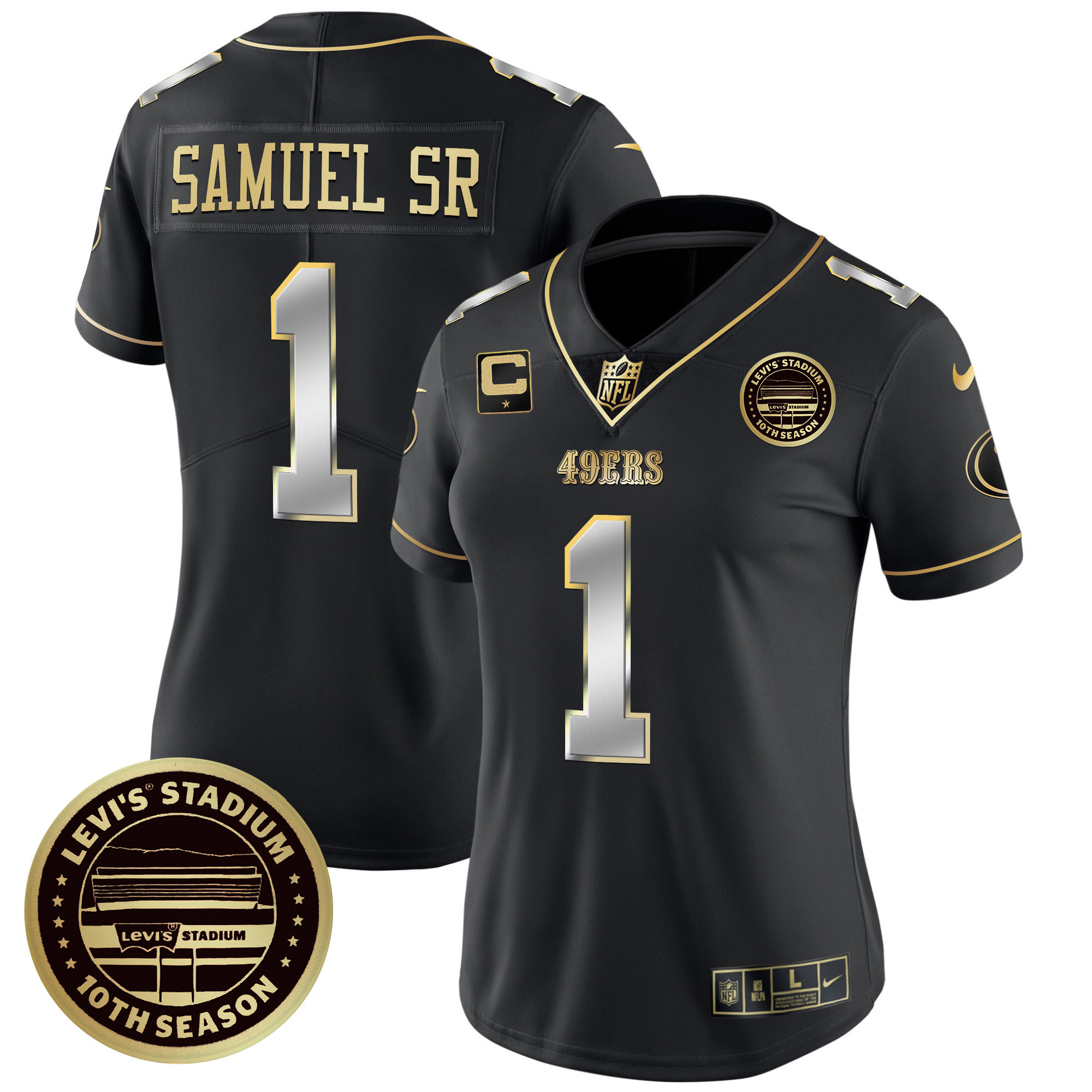 Deebo Samuel Women's San Francisco 49ers Levi'S Stadium 10th Season Patch Vapor Limited Black Limited Jersey - All Stitched