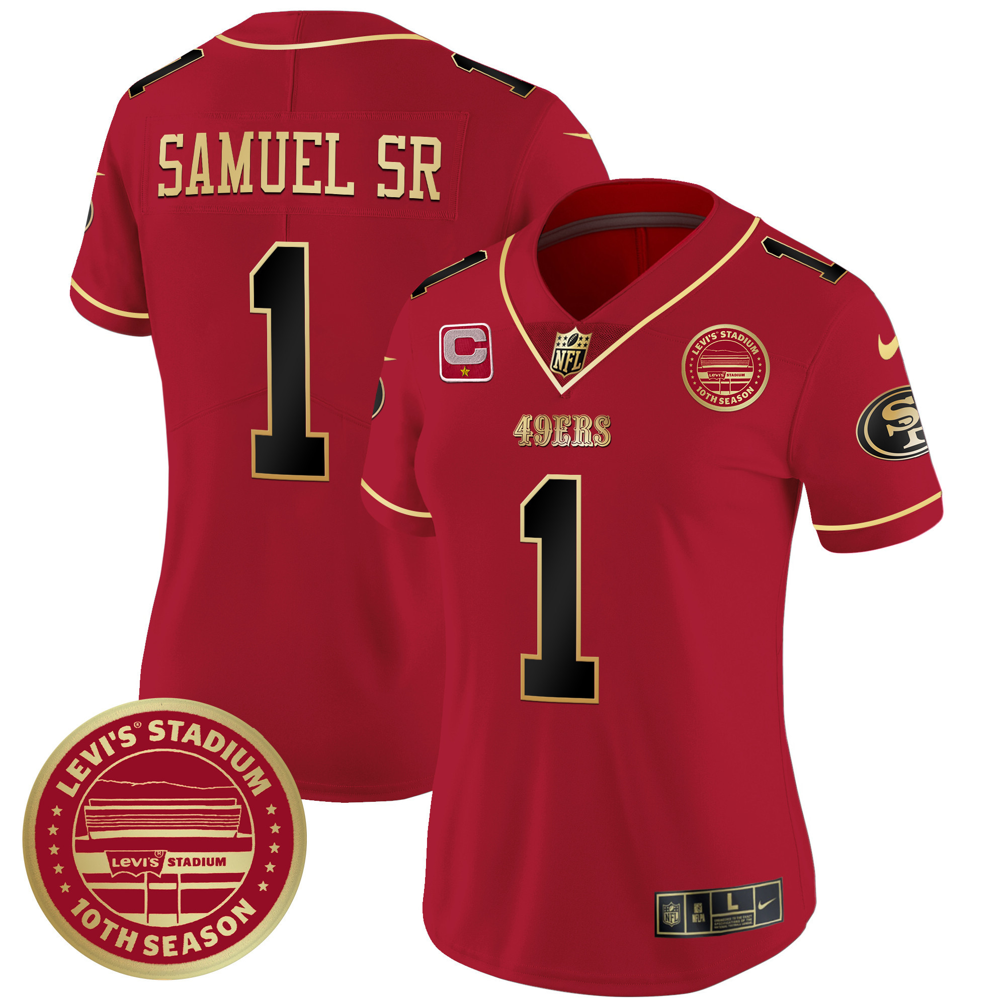 Deebo Samuel Women's San Francisco 49ers Levi'S Stadium 10th Season Patch Vapor Limited Scarlet Limited Jersey - All Stitched