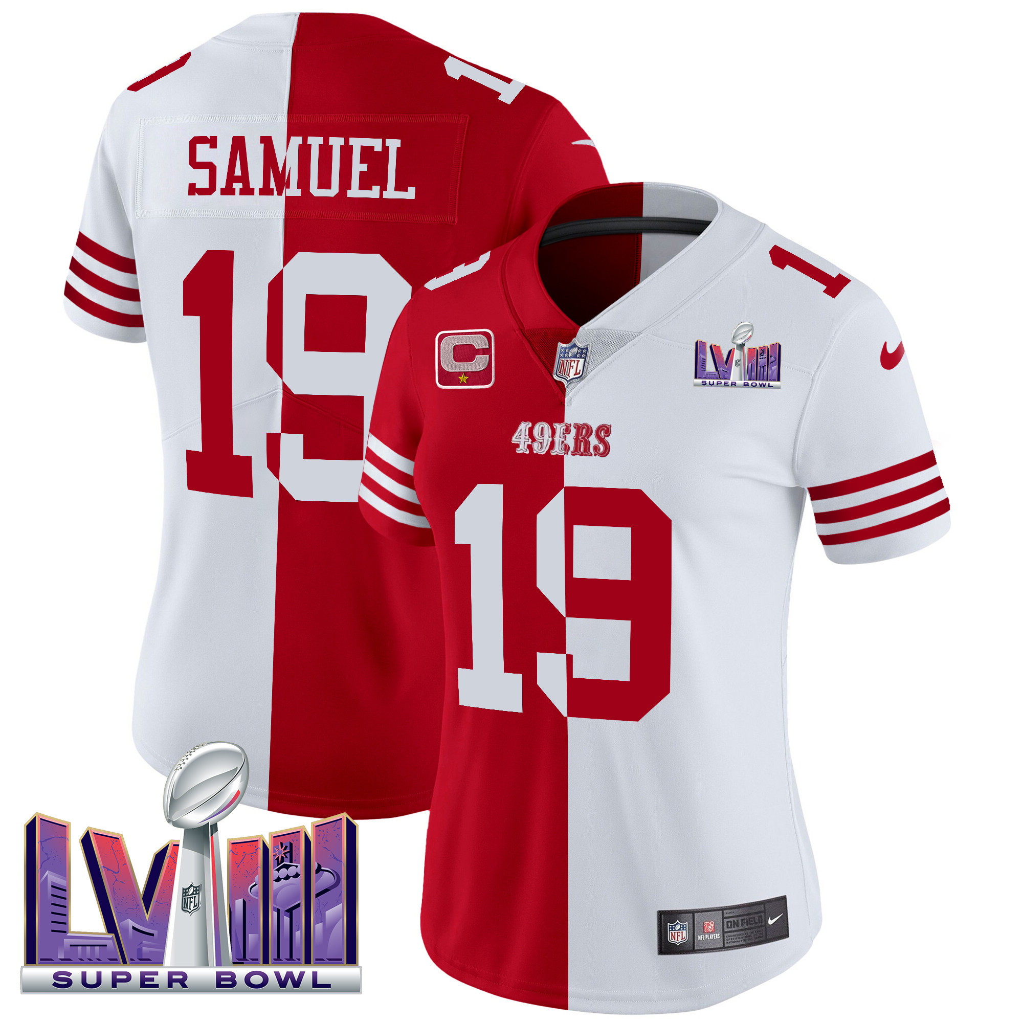 Deebo Samuel Women's San Francisco 49ers  Super Bowl LVIII Patch Vapor Split Jersey - All Stitched