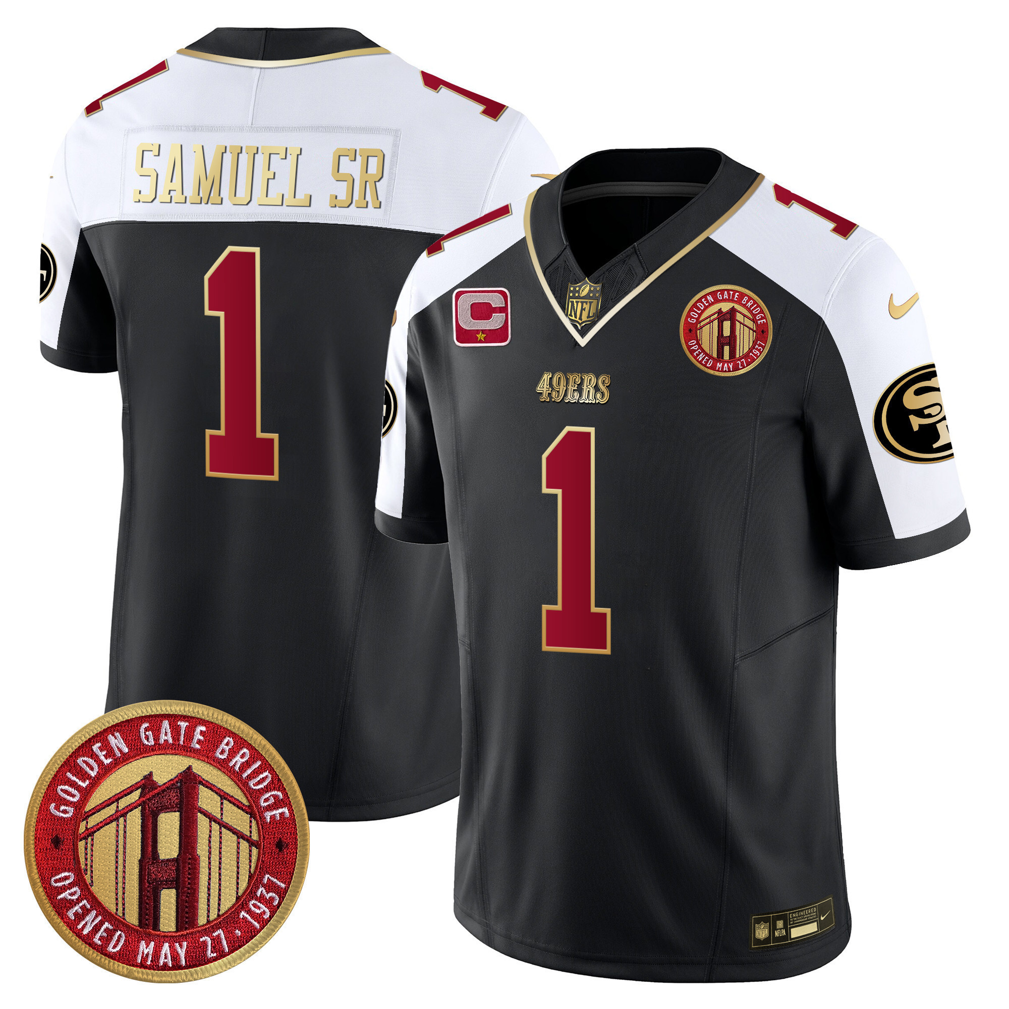 Deebo Samuel Youth's San Francisco 49ers Golden Gate Bridge Patch Vapor Limited Black Alternate Jersey - All Stitched