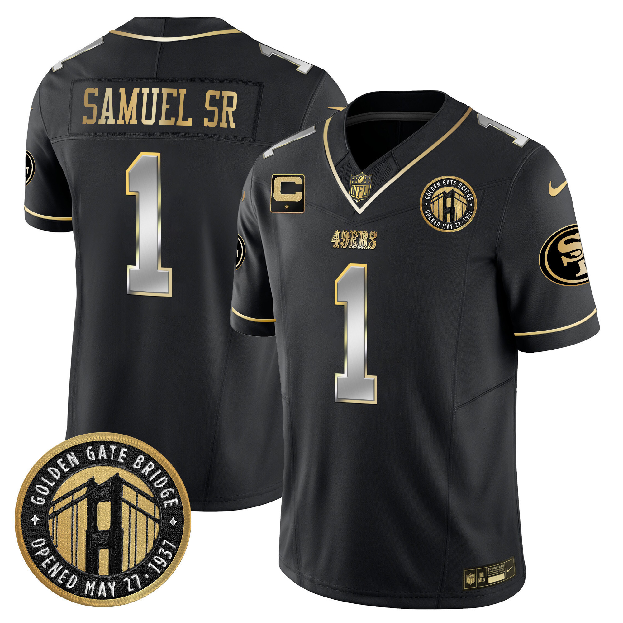 Deebo Samuel Youth's San Francisco 49ers Golden Gate Bridge Patch Vapor Limited Black Limited Jersey - All Stitched