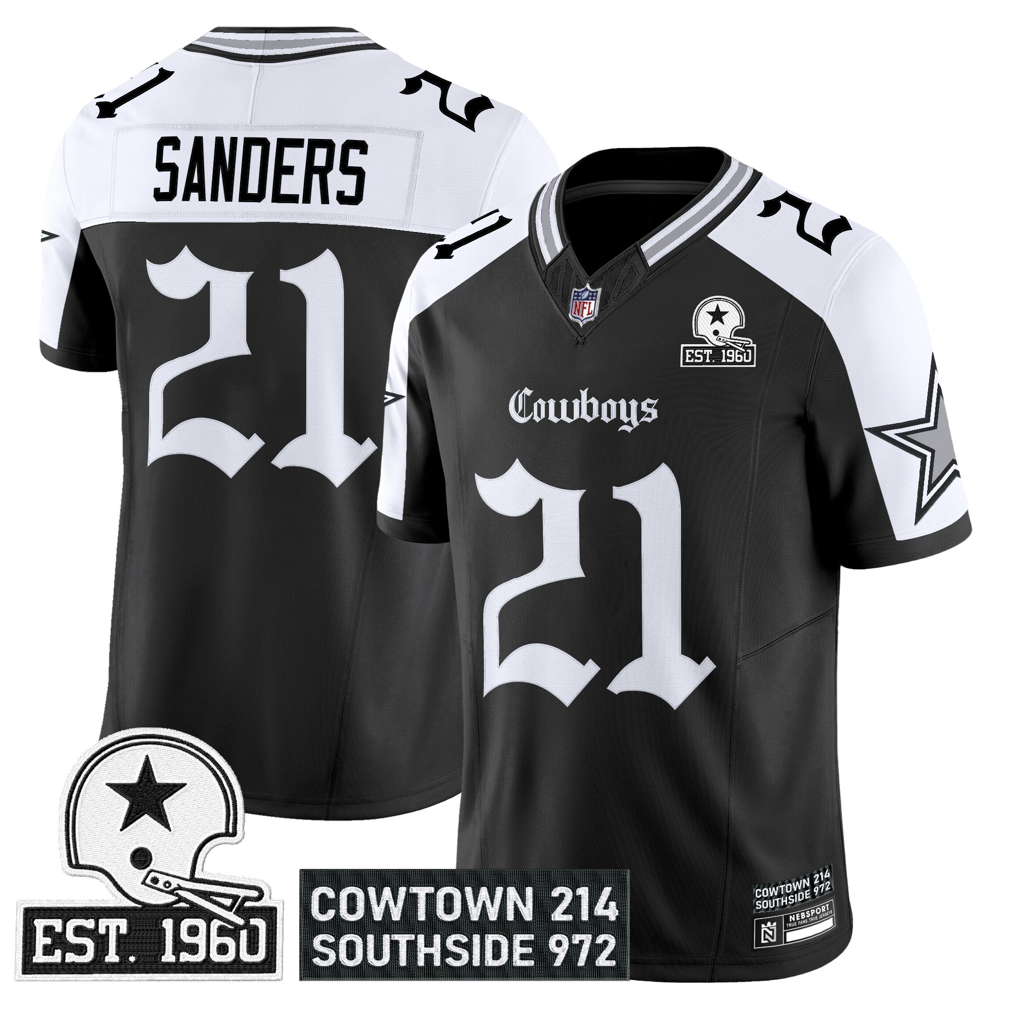 Deion Sanders Men's Dallas Cowboys 'Gothic Lone Star Edition' Vapor Limited Alternate Jersey - All Stitched