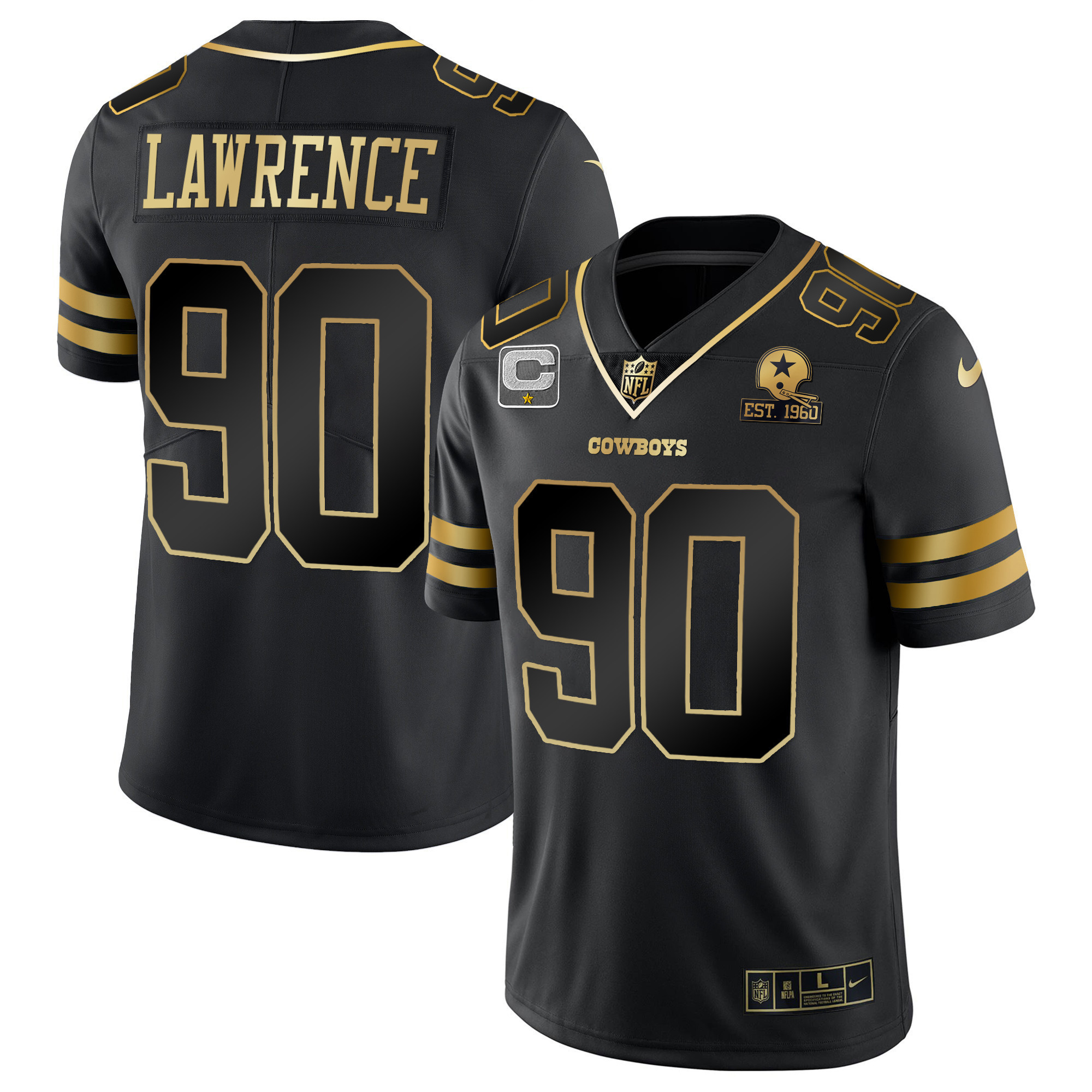 Demarcus Lawrence Men's Dallas Cowboys Vapor Gold Black Gold Jersey - All Stitched