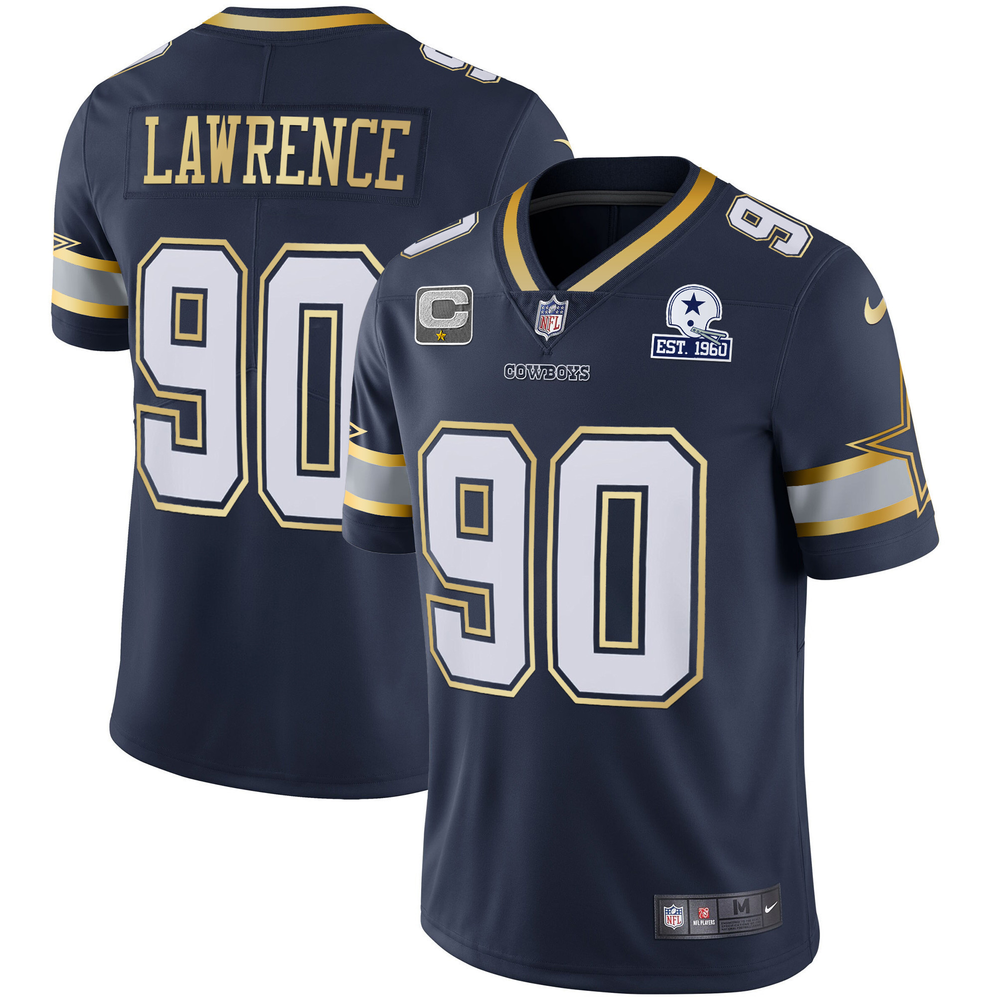 Demarcus Lawrence Men's Dallas Cowboys Vapor Gold Navy Gold Jersey - All Stitched