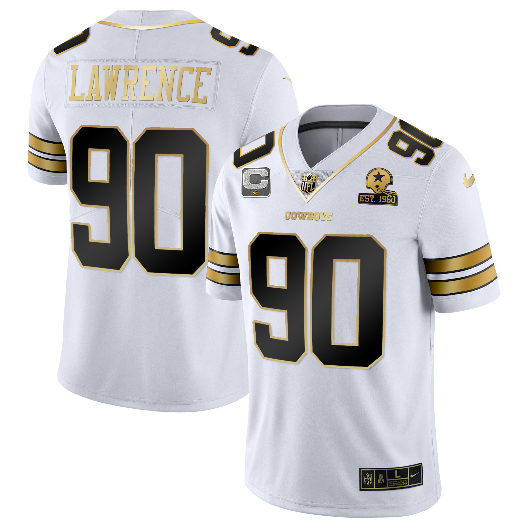 Demarcus Lawrence Men's Dallas Cowboys Vapor Gold White Gold Jersey - All Stitched