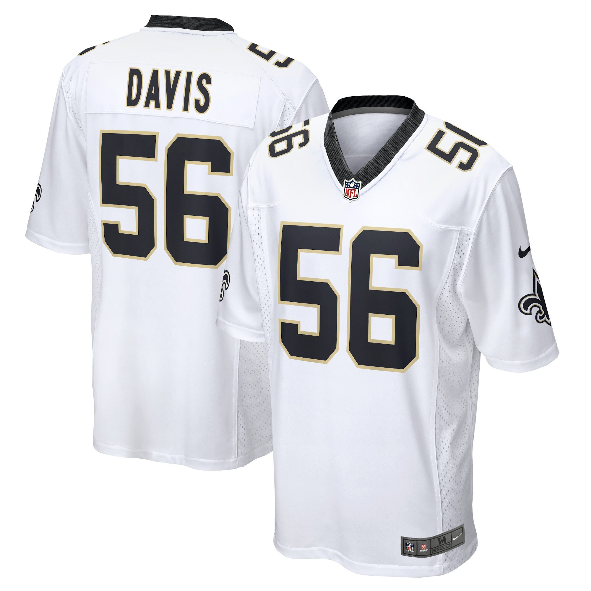 Demario Davis Men's #56 Demario Davis New Orleans Saints White Jersey - All Stitched